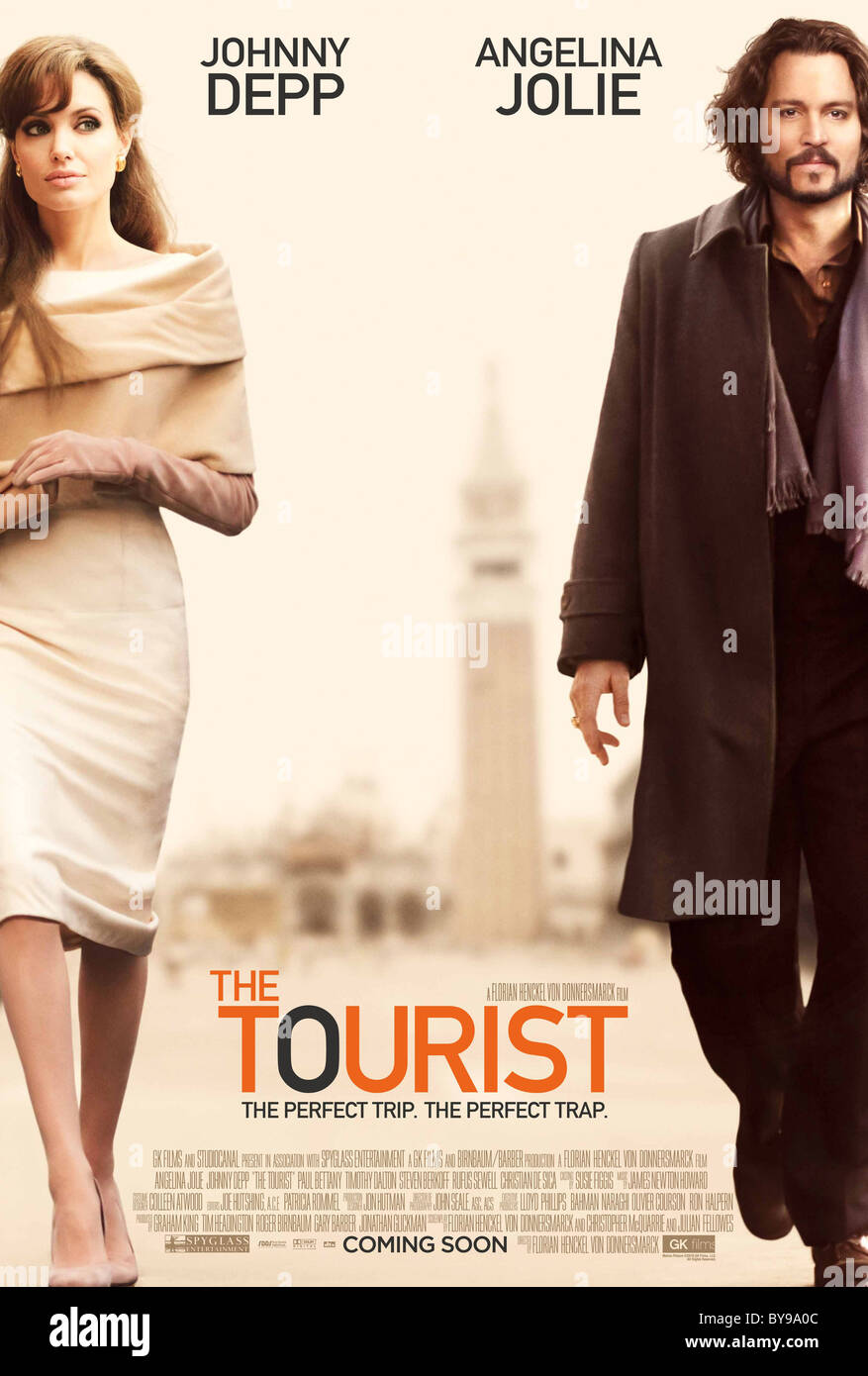 Die touristische Jahr 2010 USA Regisseur Florian Henckel von Donnersmarck Angelina Jolie, Johnny Depp Movie poster Stockfoto