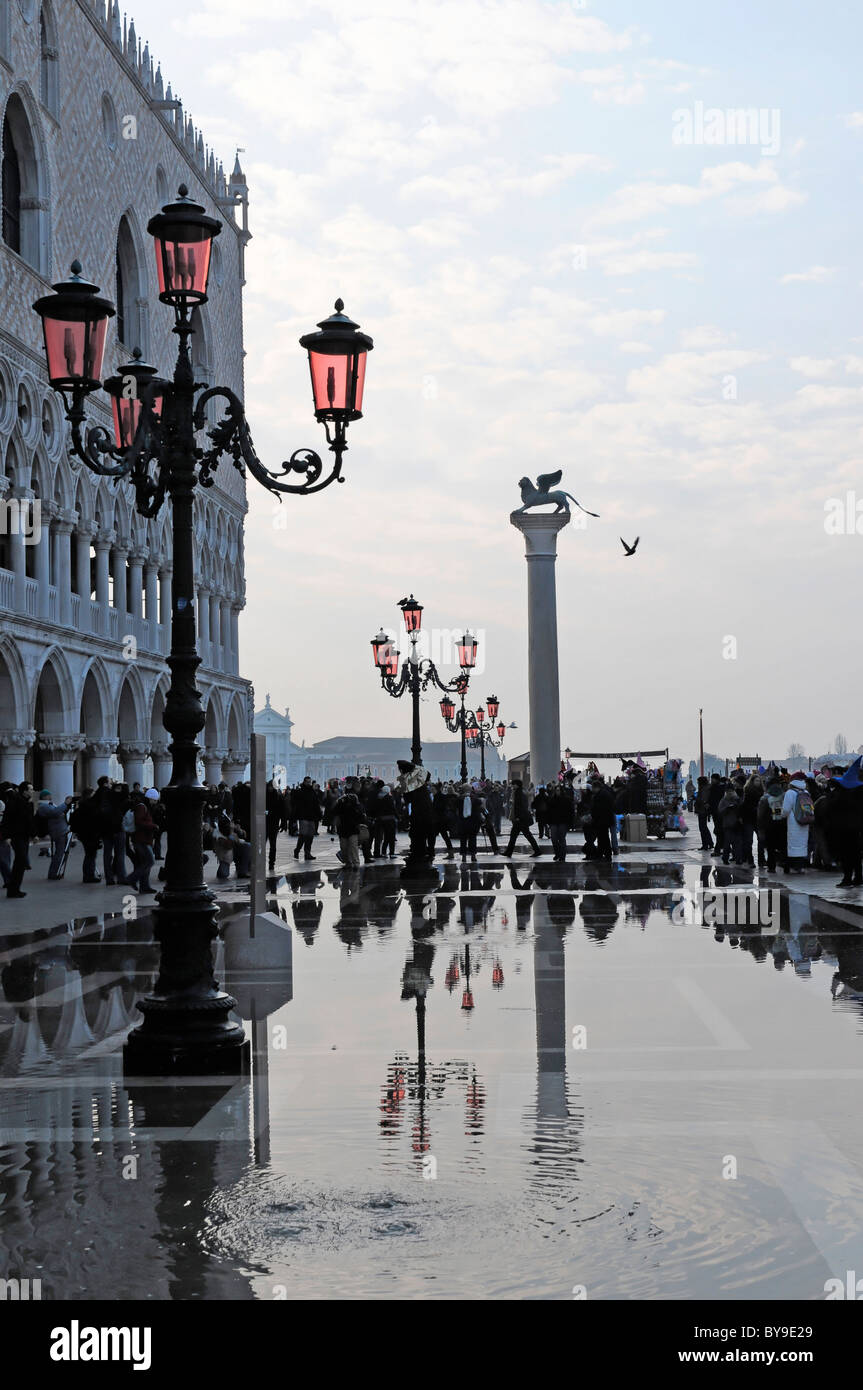 Überflutet St.-Markus Platz, Venedig, Venetien, Italien, Europa Stockfoto