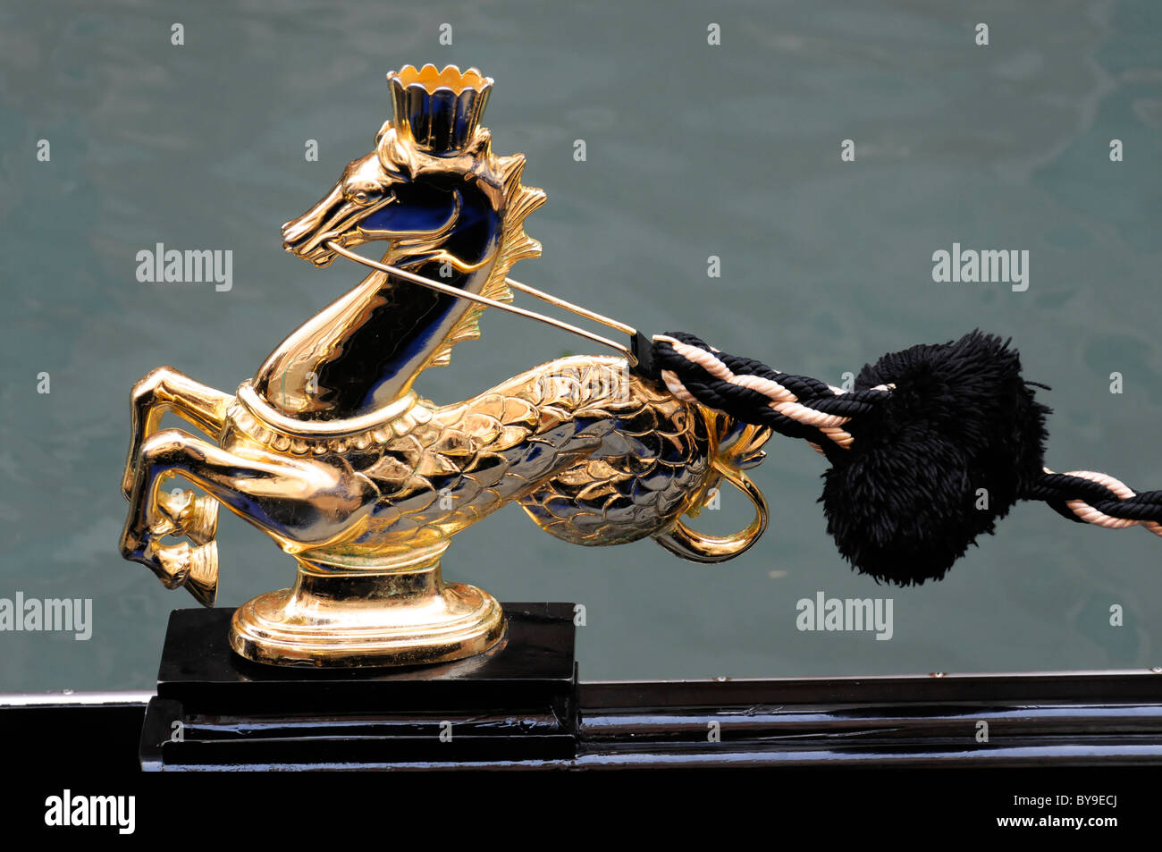 Abbildung auf einer Gondel, detail, Canale Grande, Venedig, Veneto, Italien, Europa Stockfoto