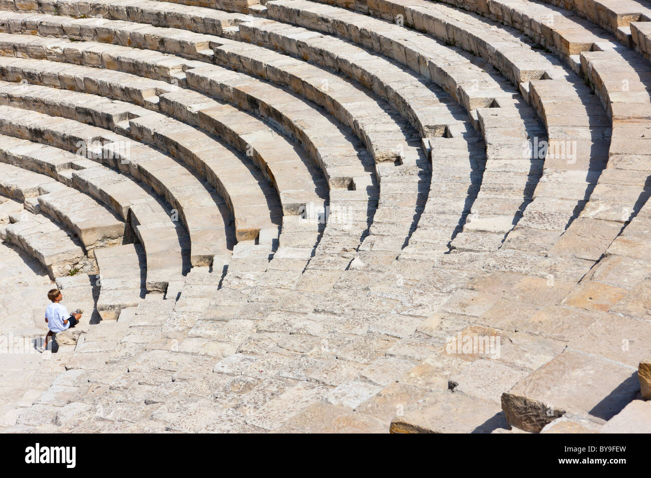 Ruinen von Kourion, Ausgrabungsstätte des antiken Kourion Graeco-römischen Amphitheater, Odeon, Heiligtum des Apollo Hylates Stockfoto