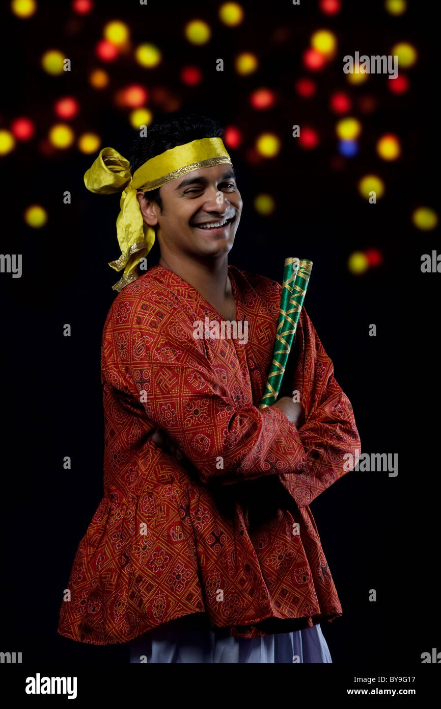 Porträt von Dandiya Tänzerin Stockfoto