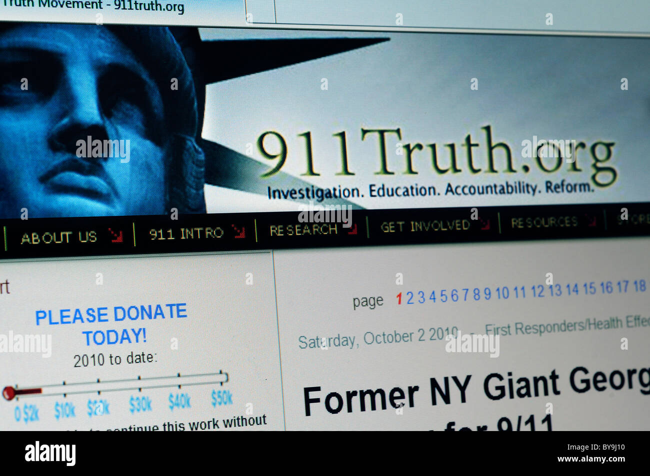Der 911 Wahrheit website Stockfoto