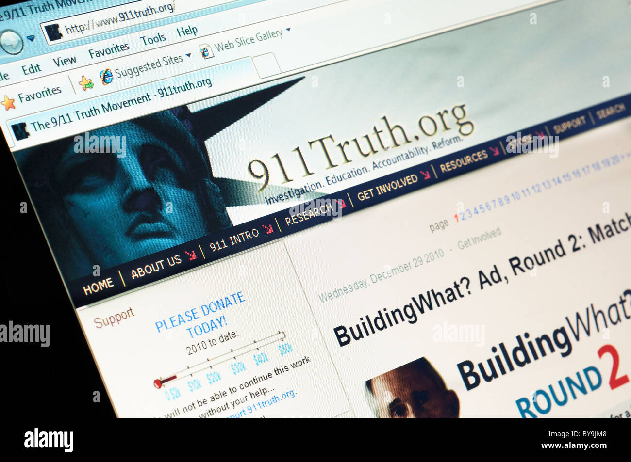 Der 911 Wahrheit website Stockfoto