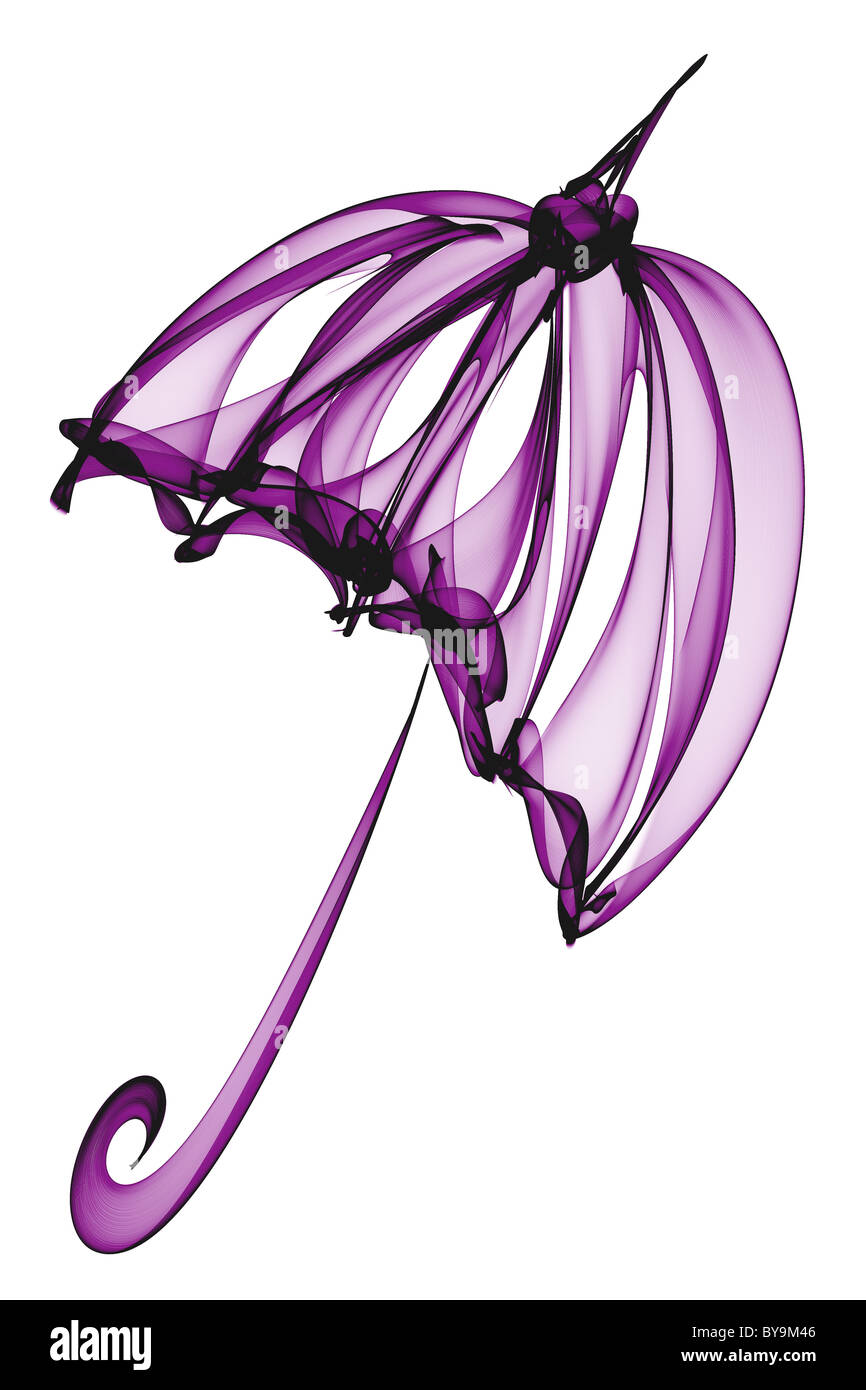 Handgezeichnete lila Regenschirm auf einem weißen Hintergrund - Vektor-Illustration Stockfoto