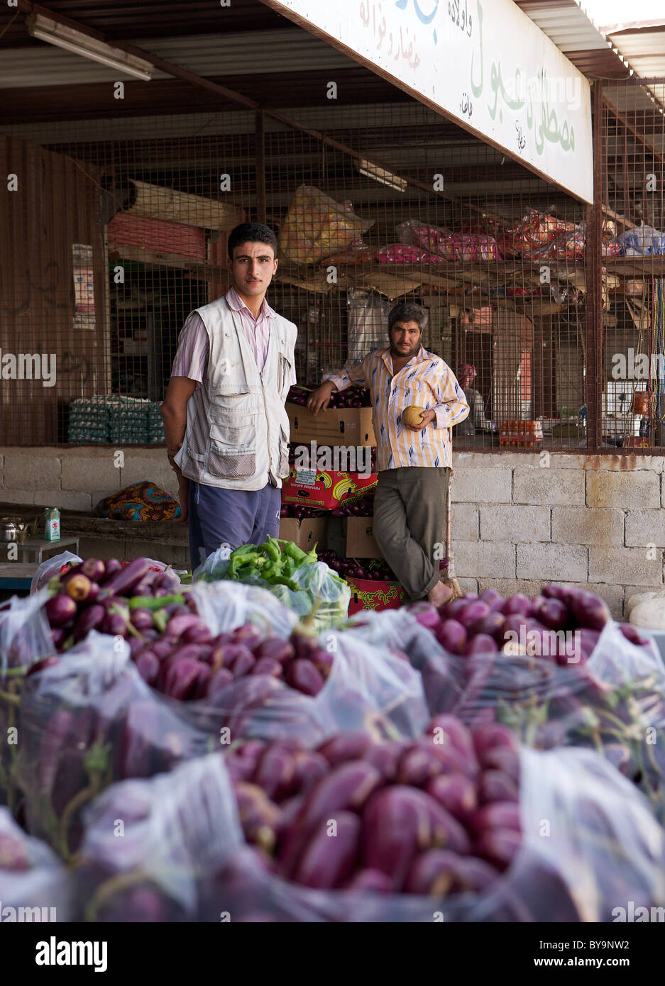 Markthändler in Gemüsemarkt, Syrien Stockfoto