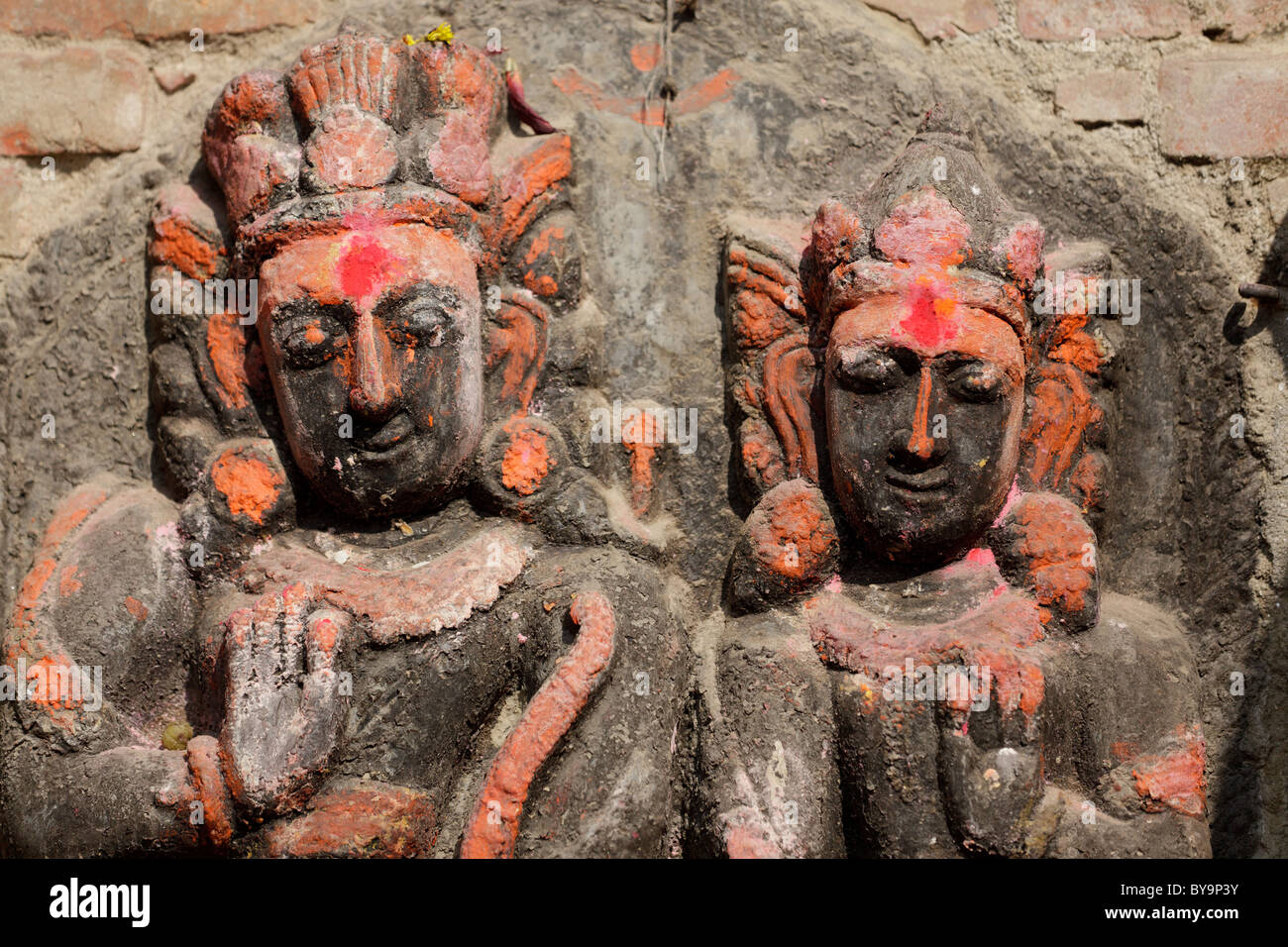 Stein gehauen hindu-Göttin Skulptur in Bhaktapur, nepal Stockfoto