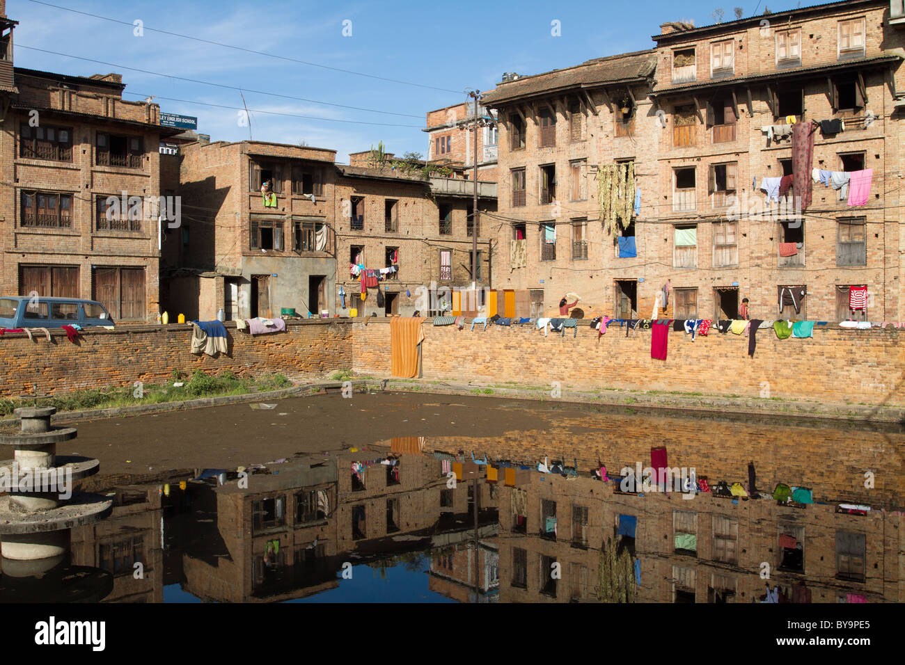 traditionellen urbanen Szene am Stadt Bhaktapur, nepal Stockfoto