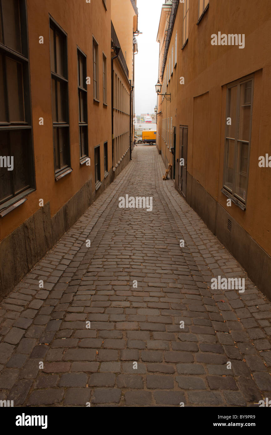 Gasse in der Altstadt von Stockholm Stockfoto