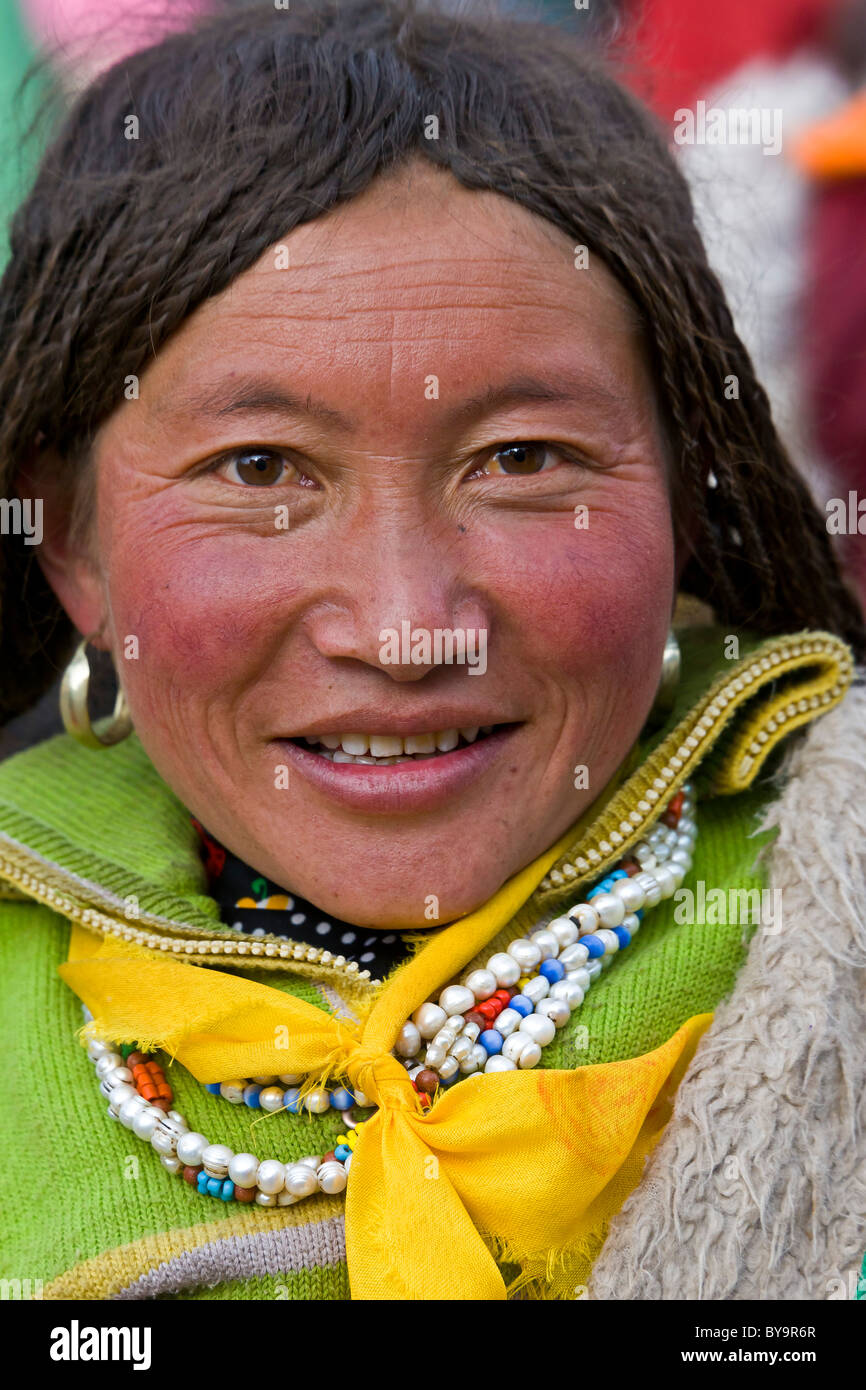 Tibetische Frau Pilger in der Barkhor-Lhasa-Tibet. JMH4684 Stockfoto