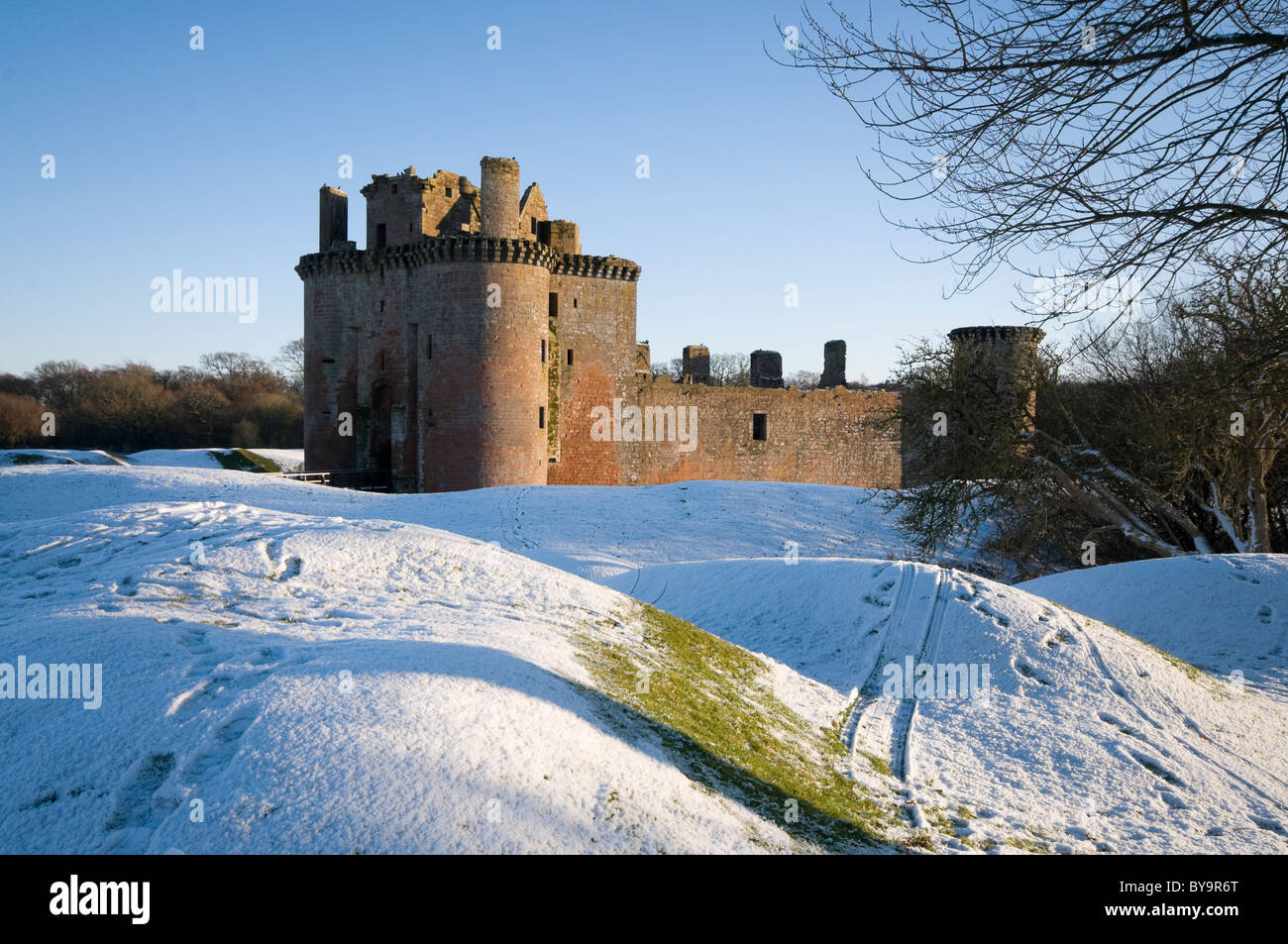 Caerlaverock Castle im Winter, Dumfriesshire Stockfoto