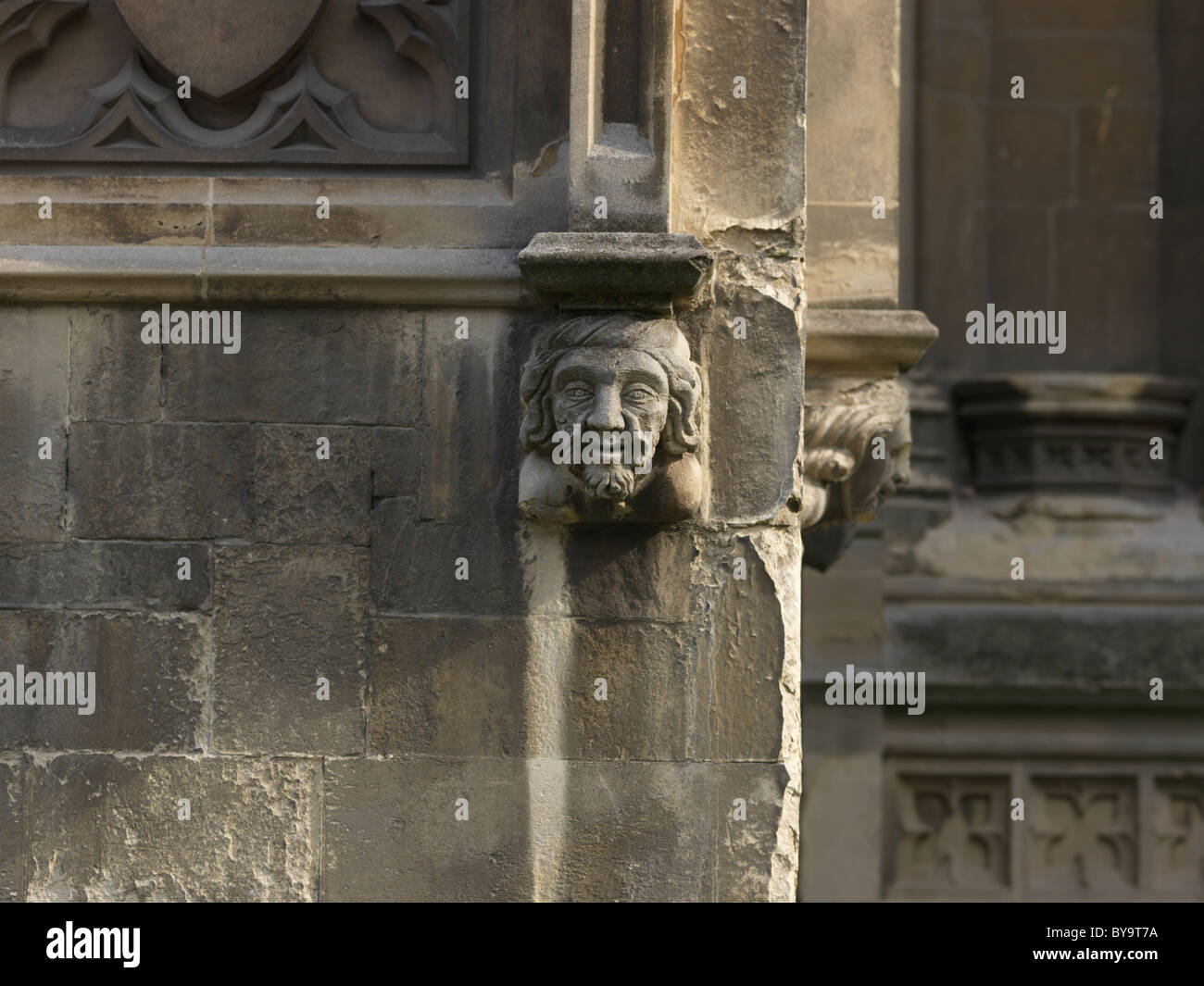 Canterbury Kent England Canterbury Kathedrale außen Abbildung des Kopfes Stockfoto