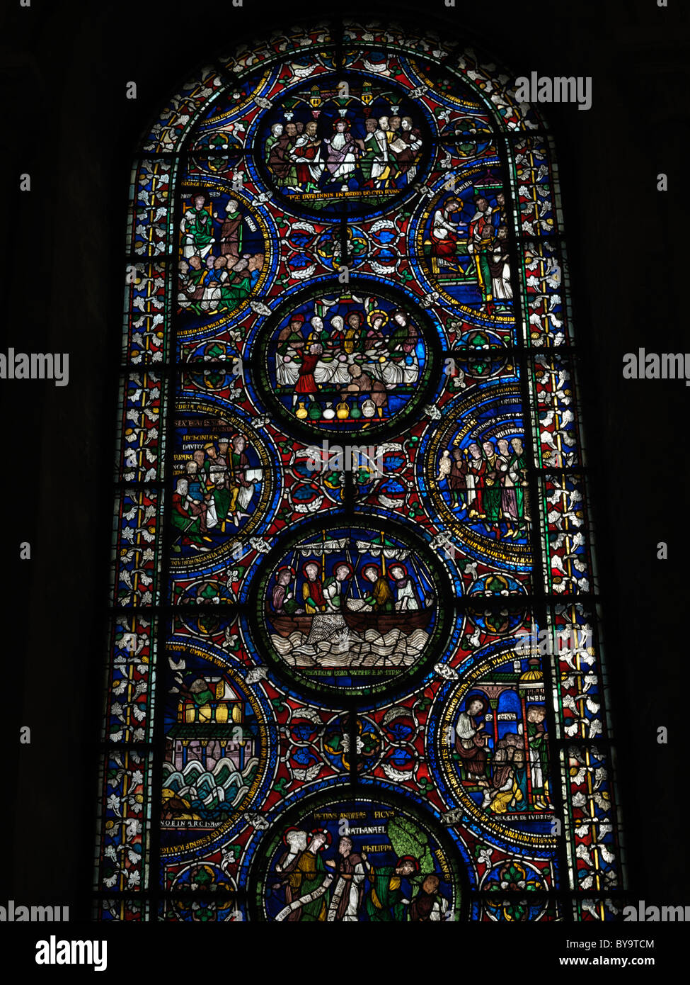 Canterbury Kent England Canterbury Kathedrale Norden Quire Gang Buntglasfenster 13. Jahrhundert Stockfoto