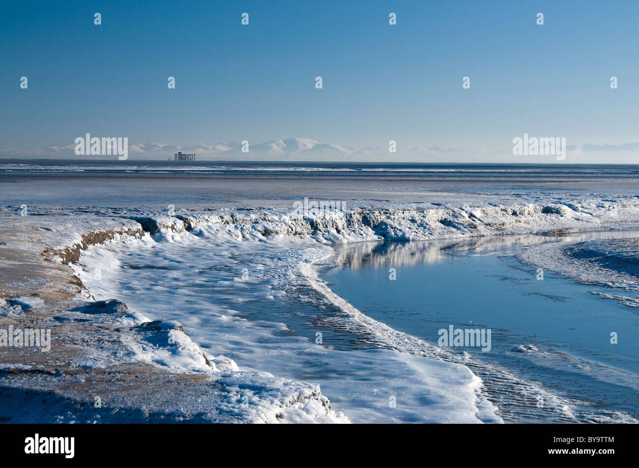 Sandyhills Strand im tiefen Winter, Galloway Stockfoto