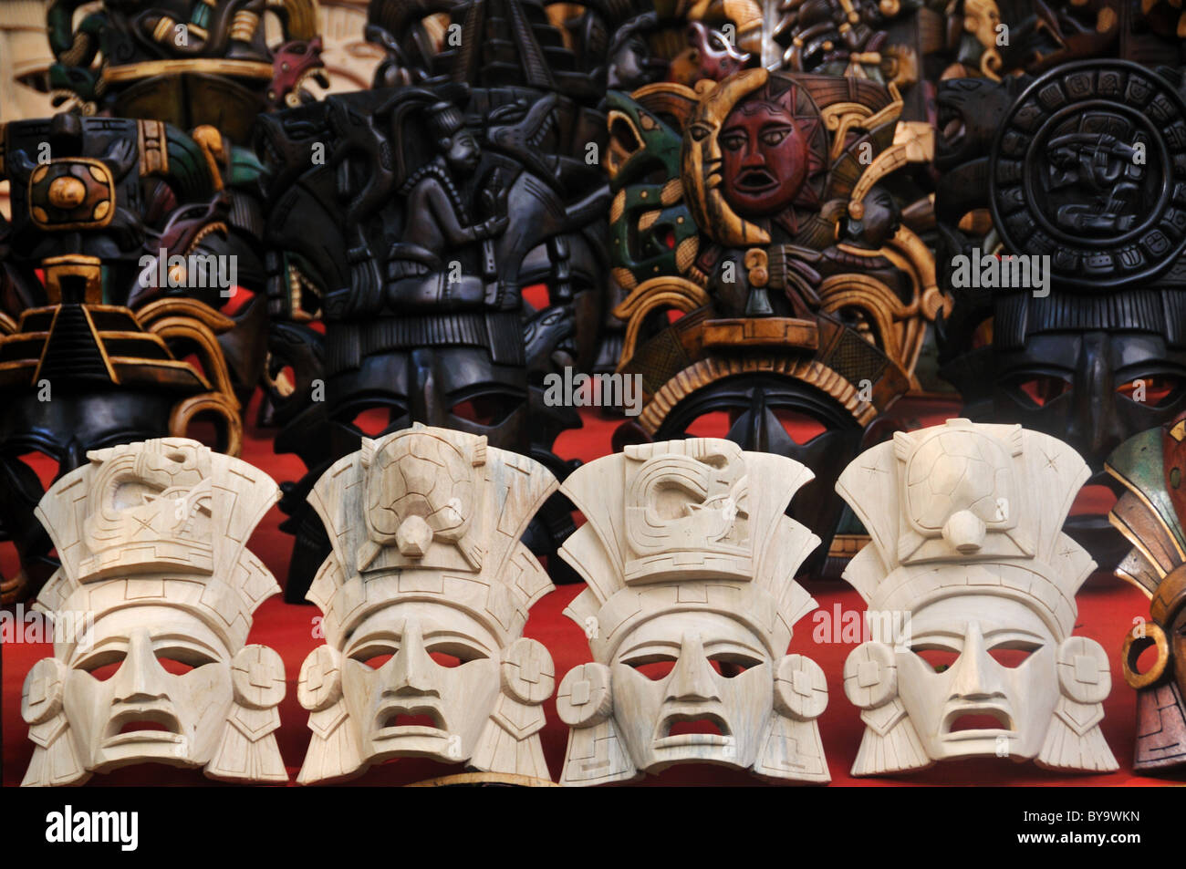 Maya-Masken zum Verkauf in Chichen Itza Yucatan, Mexiko Stockfoto