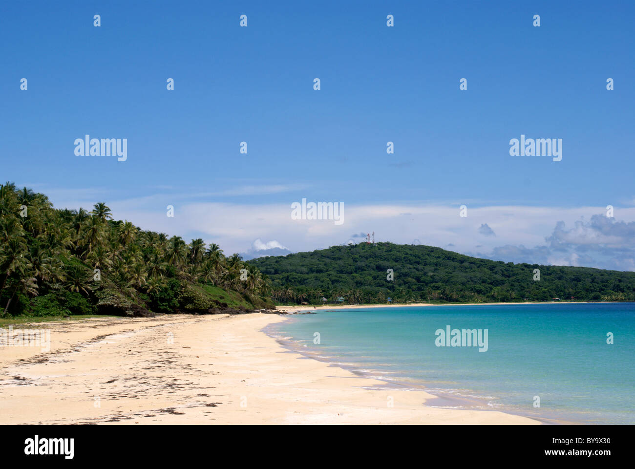 Unberührte weiße Sand Caribbean Beach auf Big Corn Island oder Great Corn Island, Nicaragua, Mittelamerika Stockfoto