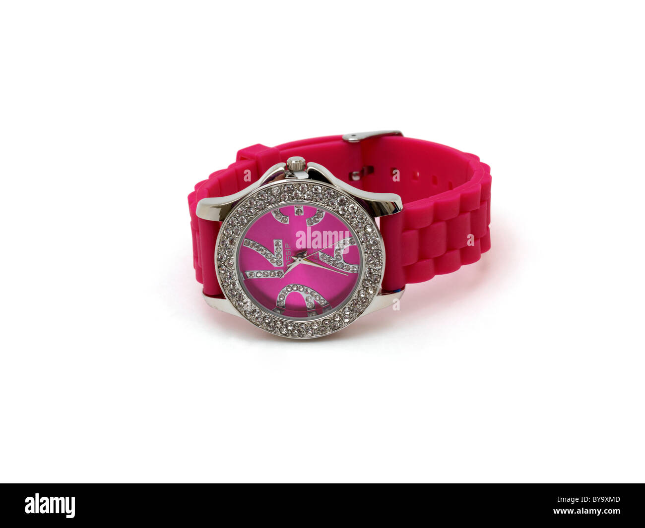 Moderne rosa Uhr Stockfoto