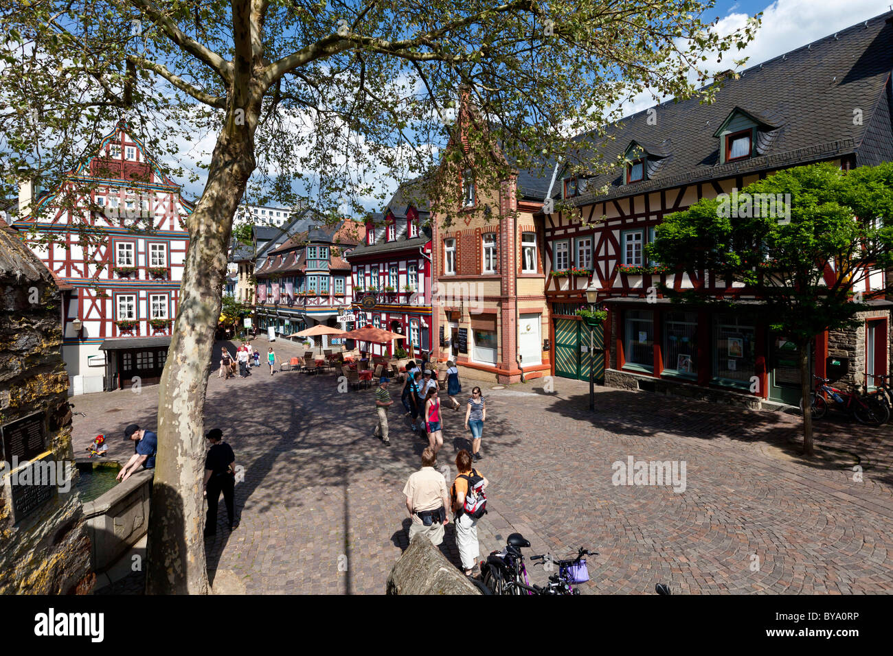 Altstadt von Idstein, König-Adolf-Platz-Platz, deutsche Fachwerk Haus Road, Rheingau-Taunus-Kreis, Hessen Stockfoto