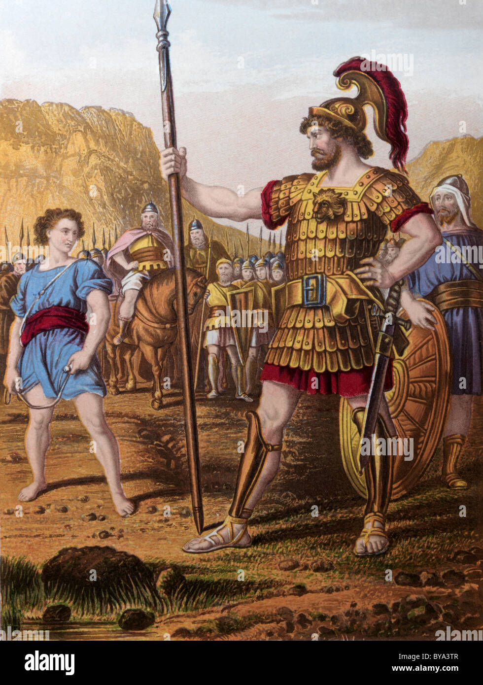 Bibelgeschichten Illustration von David und Goliath Altes Testament und Nevi'im Stockfoto