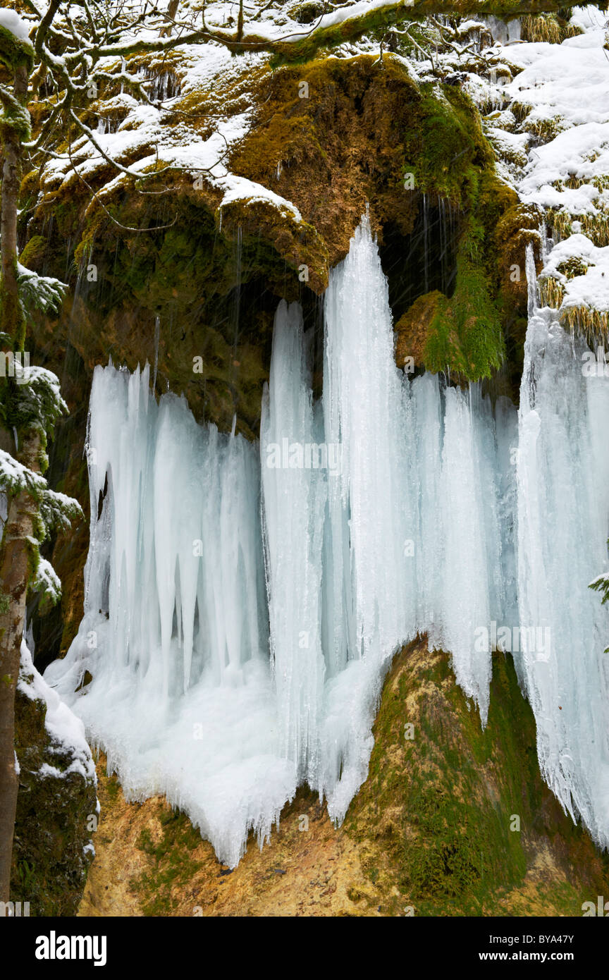 Schleierfaelle Wasserfälle auf der Ammer Fluß, Bayern, Deutschland