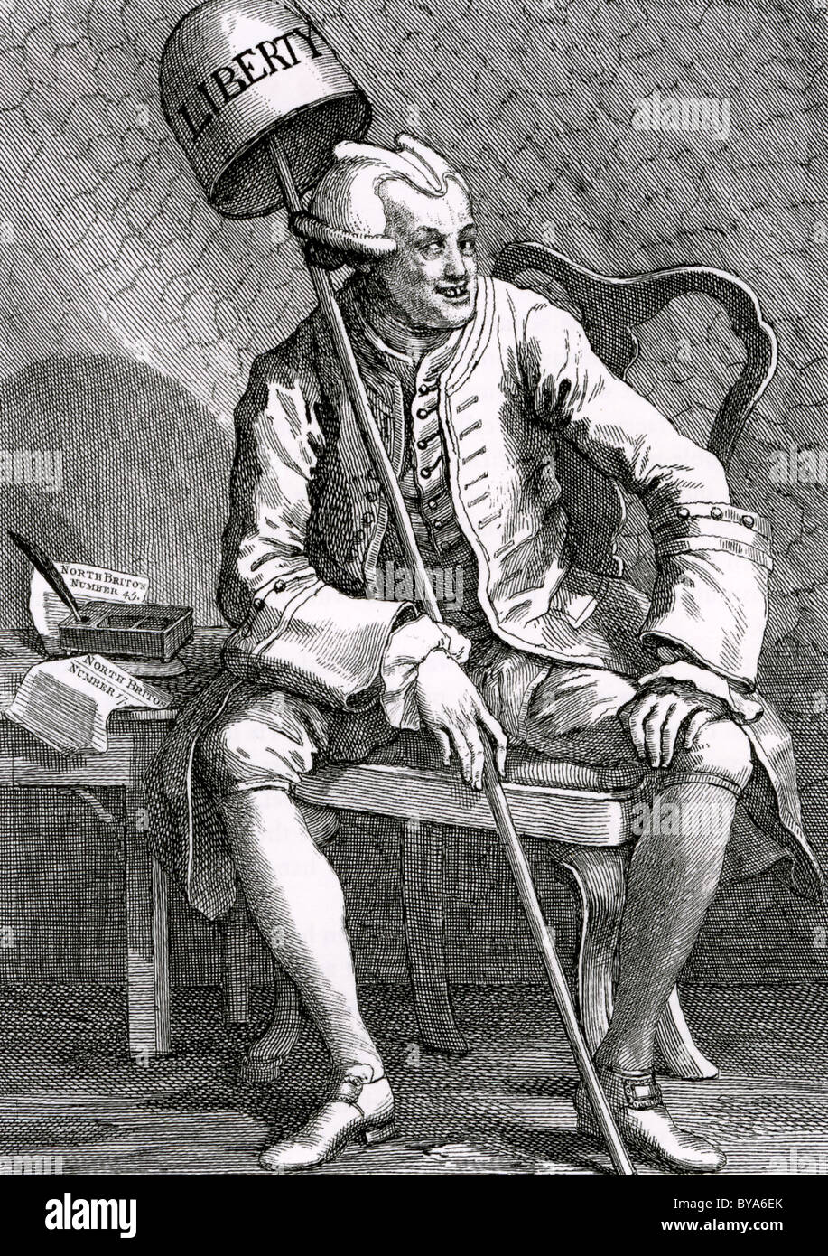 JOHN WILKES (1725-1797) englische radikaler Journalist als Persiflierten von William Hogarth in 1763 Gravur Stockfoto