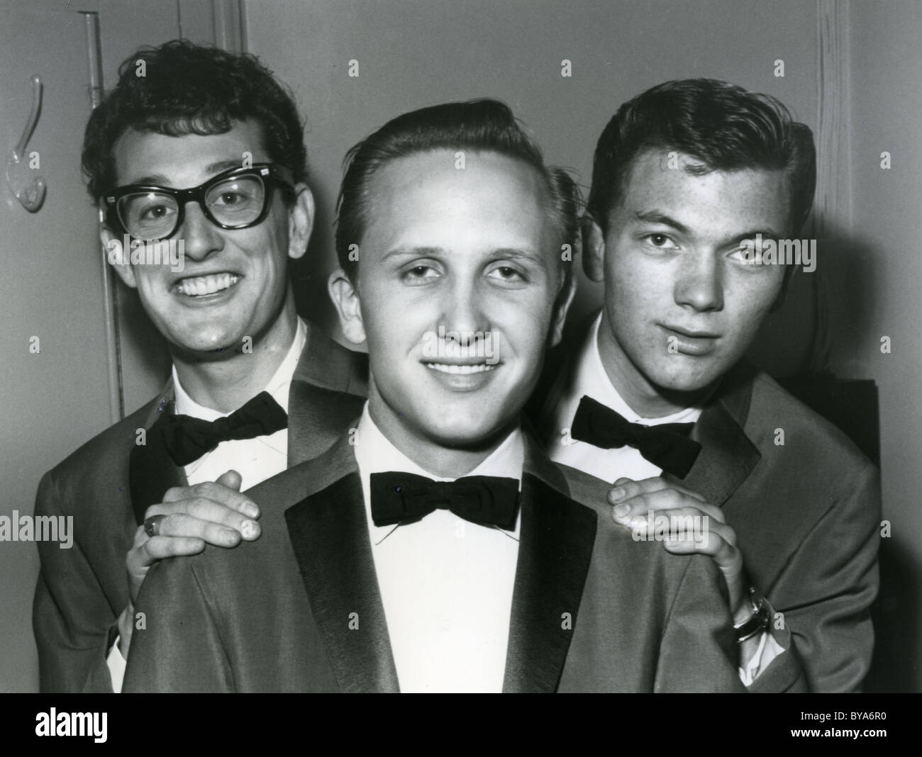 BUDDY HOLLY AND THE CRICKETS - US-Popgruppe aus l: Buddy Holly, Joe Mauldin und Jerry Allison Stockfoto