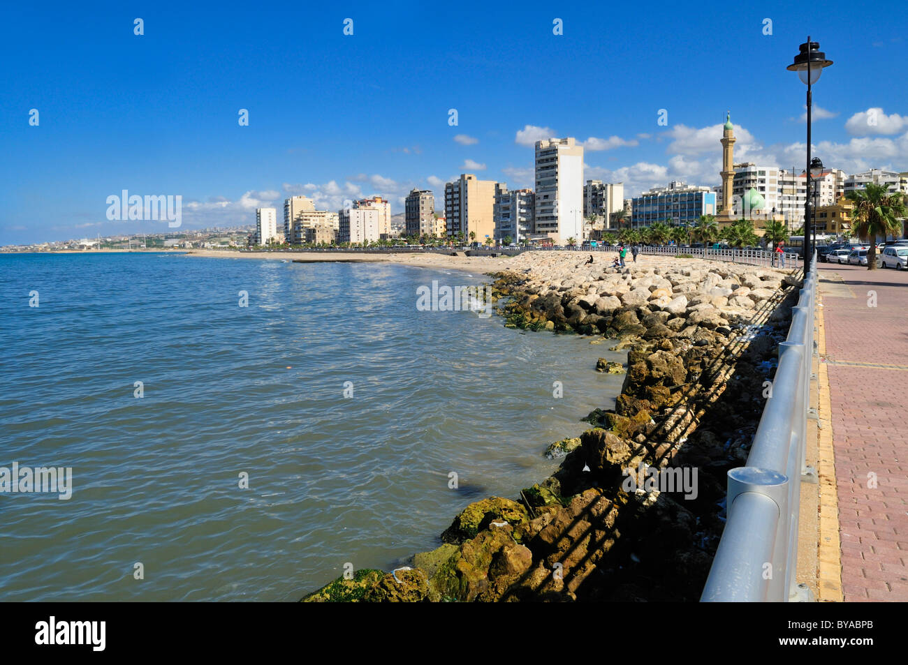 Strandpromenade, Sidon, Saida, Libanon, Nahost, Westasien Stockfoto