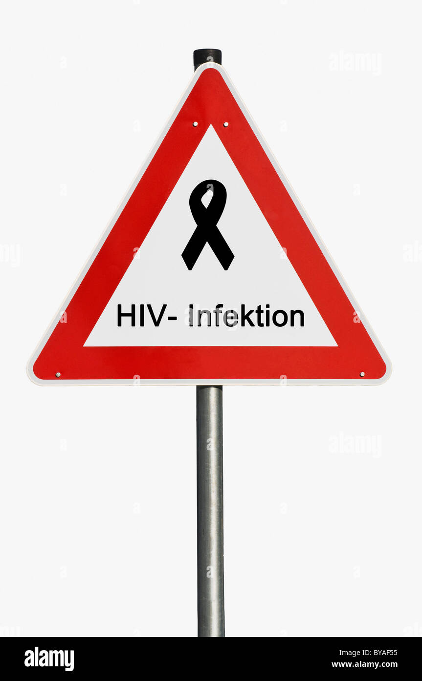 Warnschild, Schriftzug "HIV-Infektion", Deutsch für "HIV-Infektion" Stockfoto