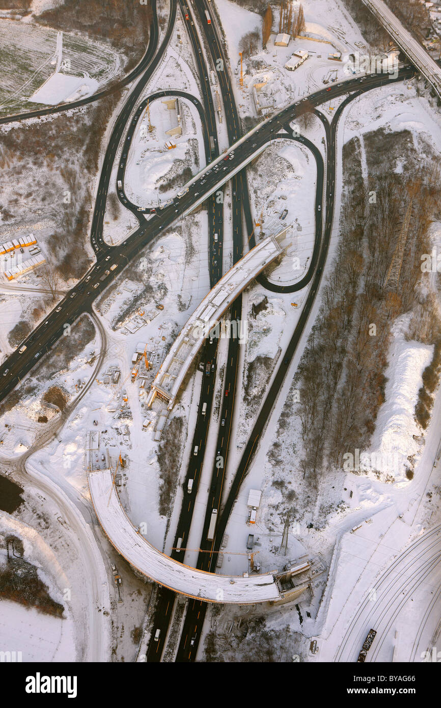 Luftaufnahme, Ruhrschnellweg, Autobahn A40 Bau Website, Hamm Donezkring, Bochum, Ruhrgebiet Region, North Rhine-Westphalia Stockfoto
