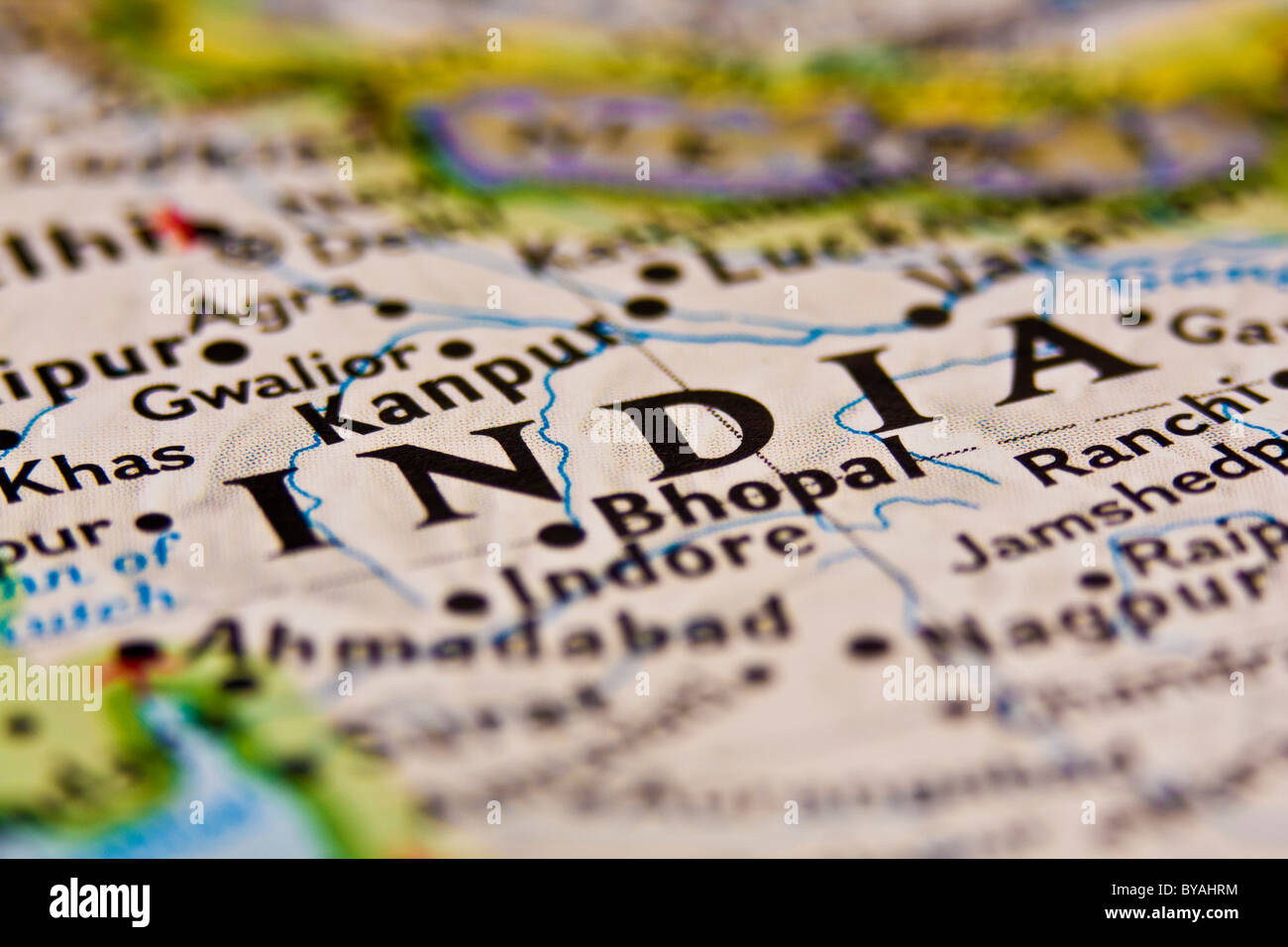 Indien auf der Karte. Stockfoto