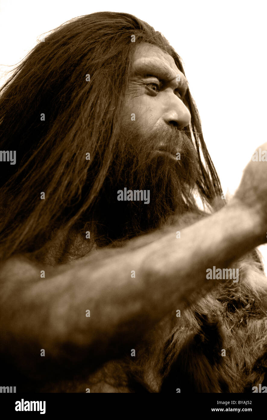 Caveman in einem Moseum. Stockfoto