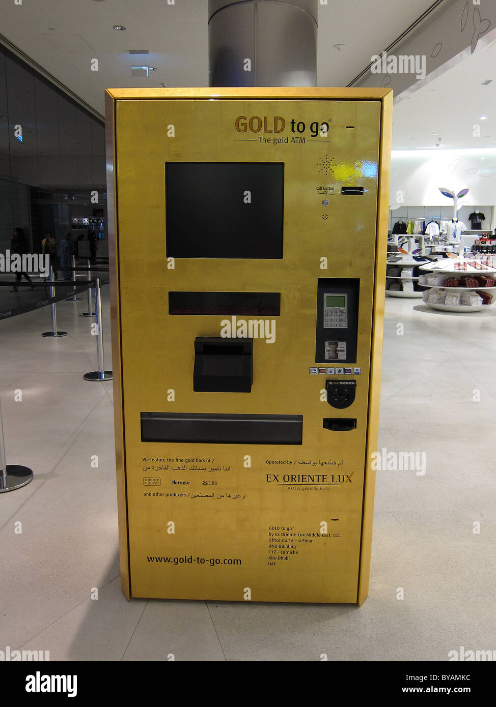 Ein Goldbarren-Geldautomat in Dubai Stockfoto