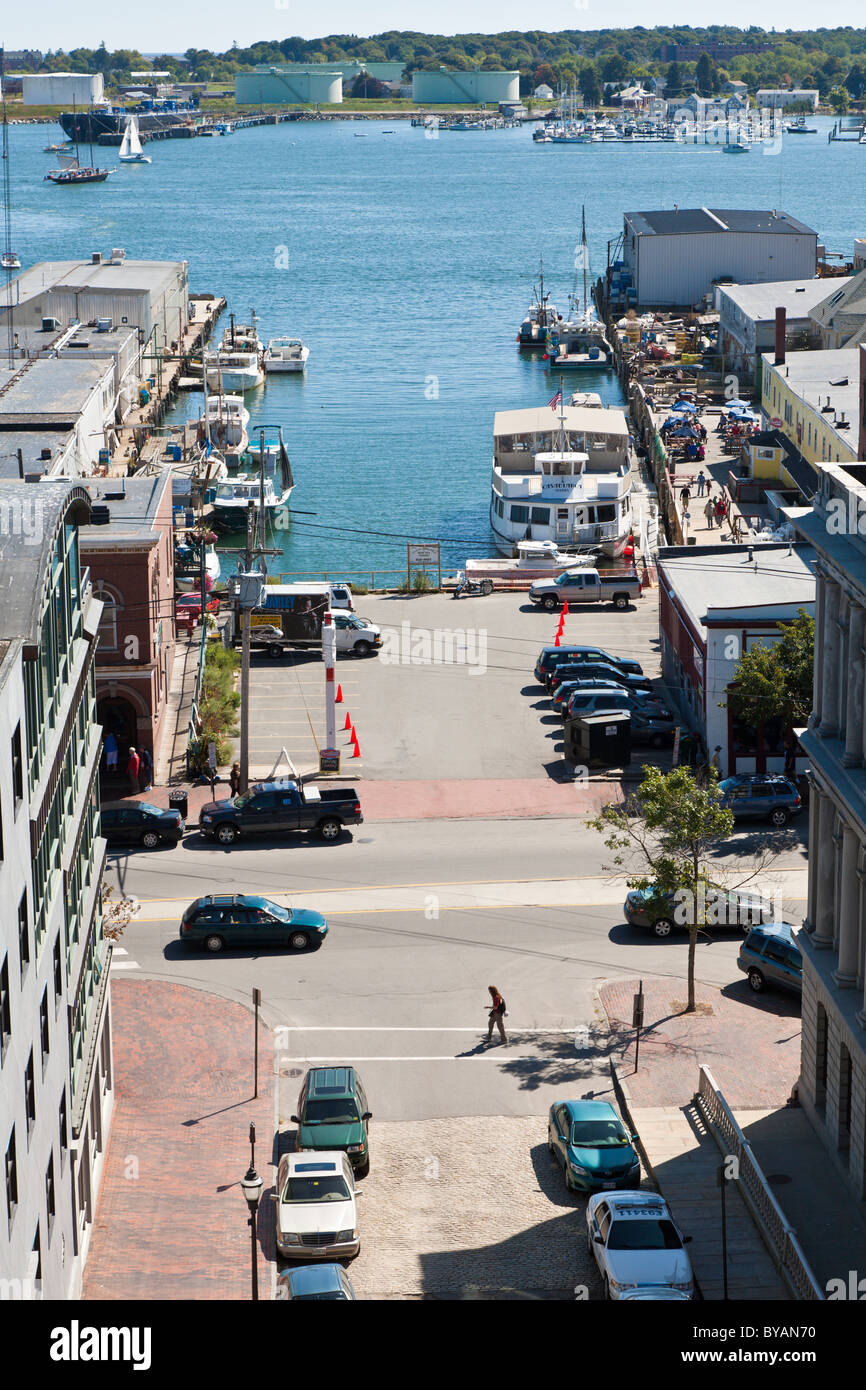 Pier am Ende des Custom House Street im alten Port District von Portland, Maine Stockfoto