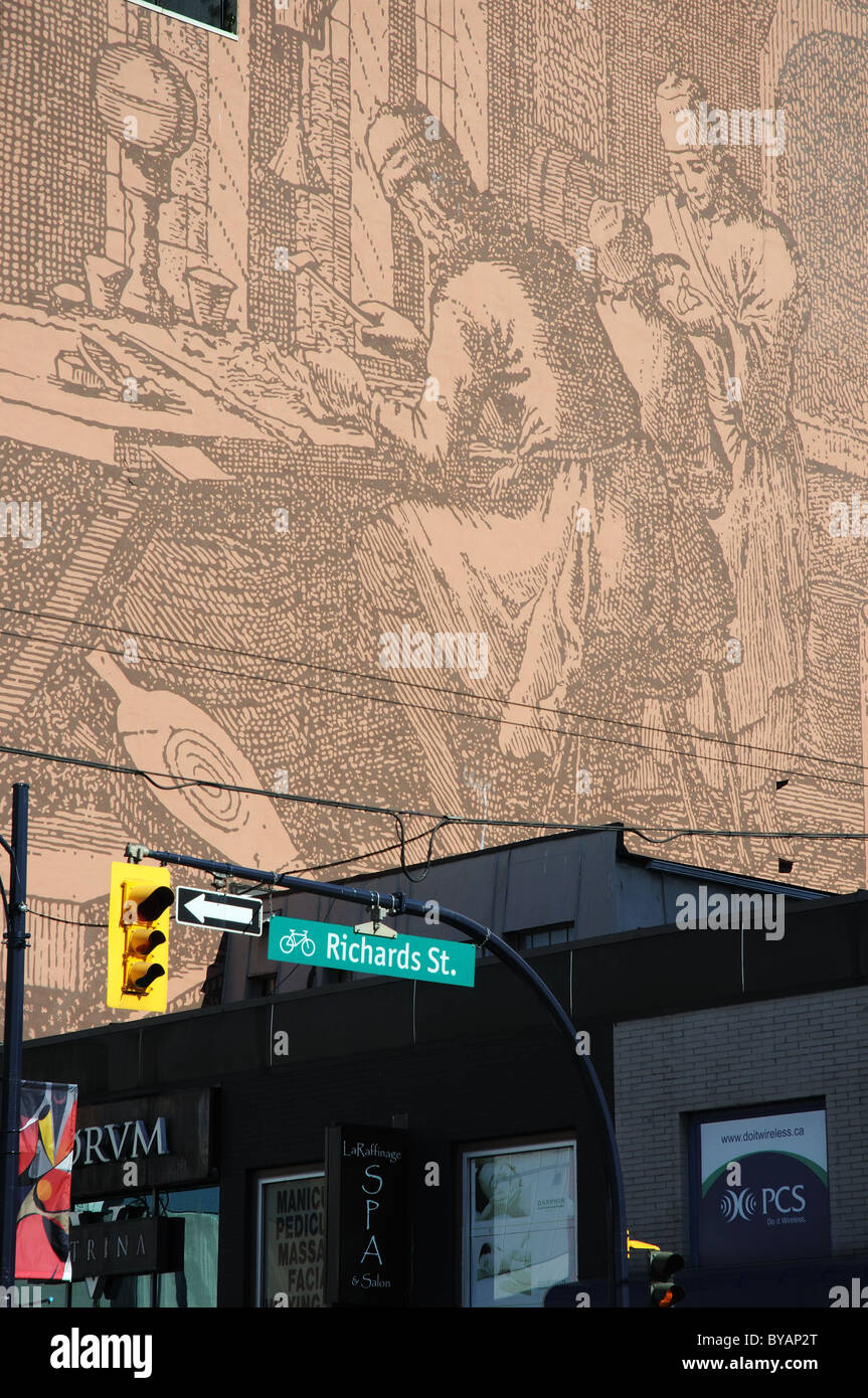 Ein Wandbild auf dem Randall Building in Vancouver Kanada Stockfoto