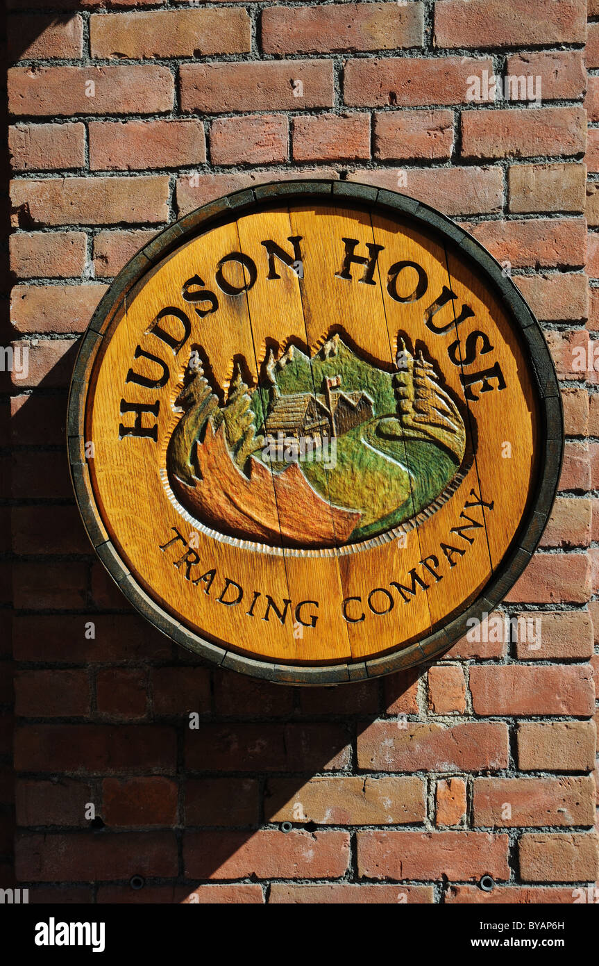 Ein Zeichen für Hudson House Trading Company in Vancouver Stockfoto