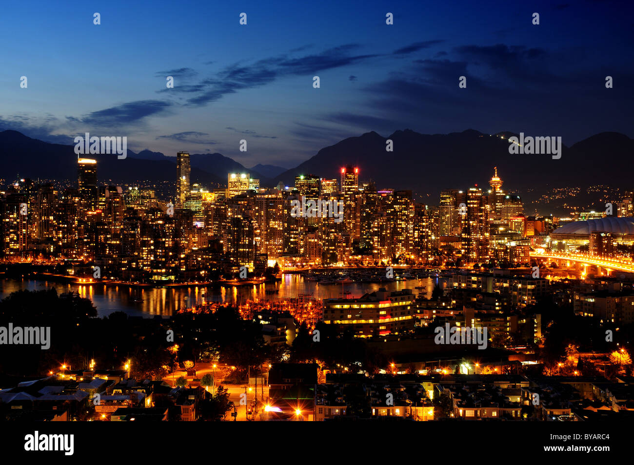 Vancouver, Kanada in der Nacht Stockfoto