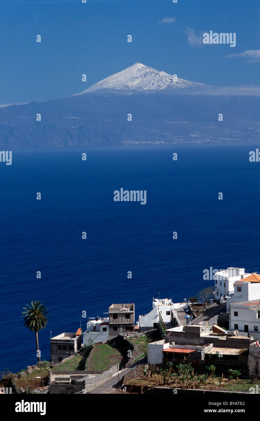 Teide auf Teneriffa, Blick von Agulo, Gomera, Kanarische Inseln, Spanien Stockfoto