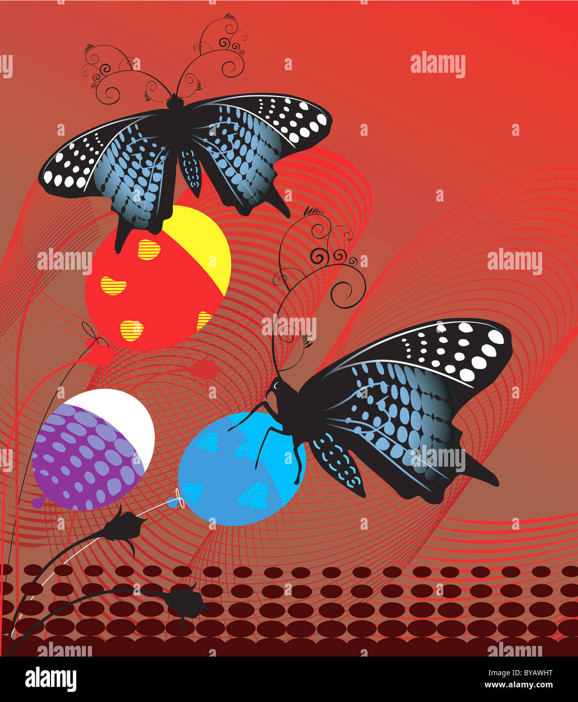 Schmetterlinge mit Luftballons Stockfoto