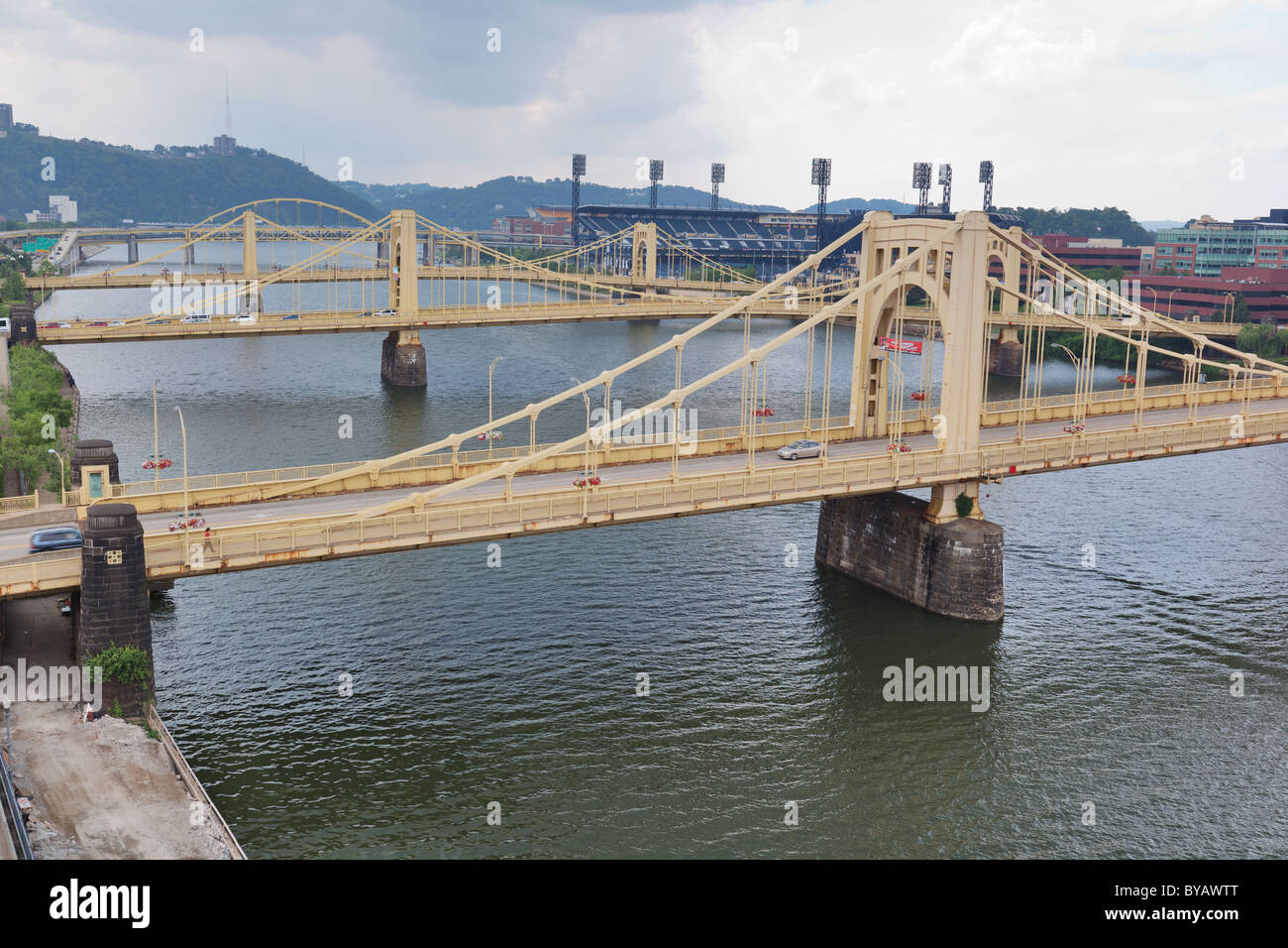 Ninth Street Bridge über den Allegheny River, Pittsburgh, USA Stockfoto