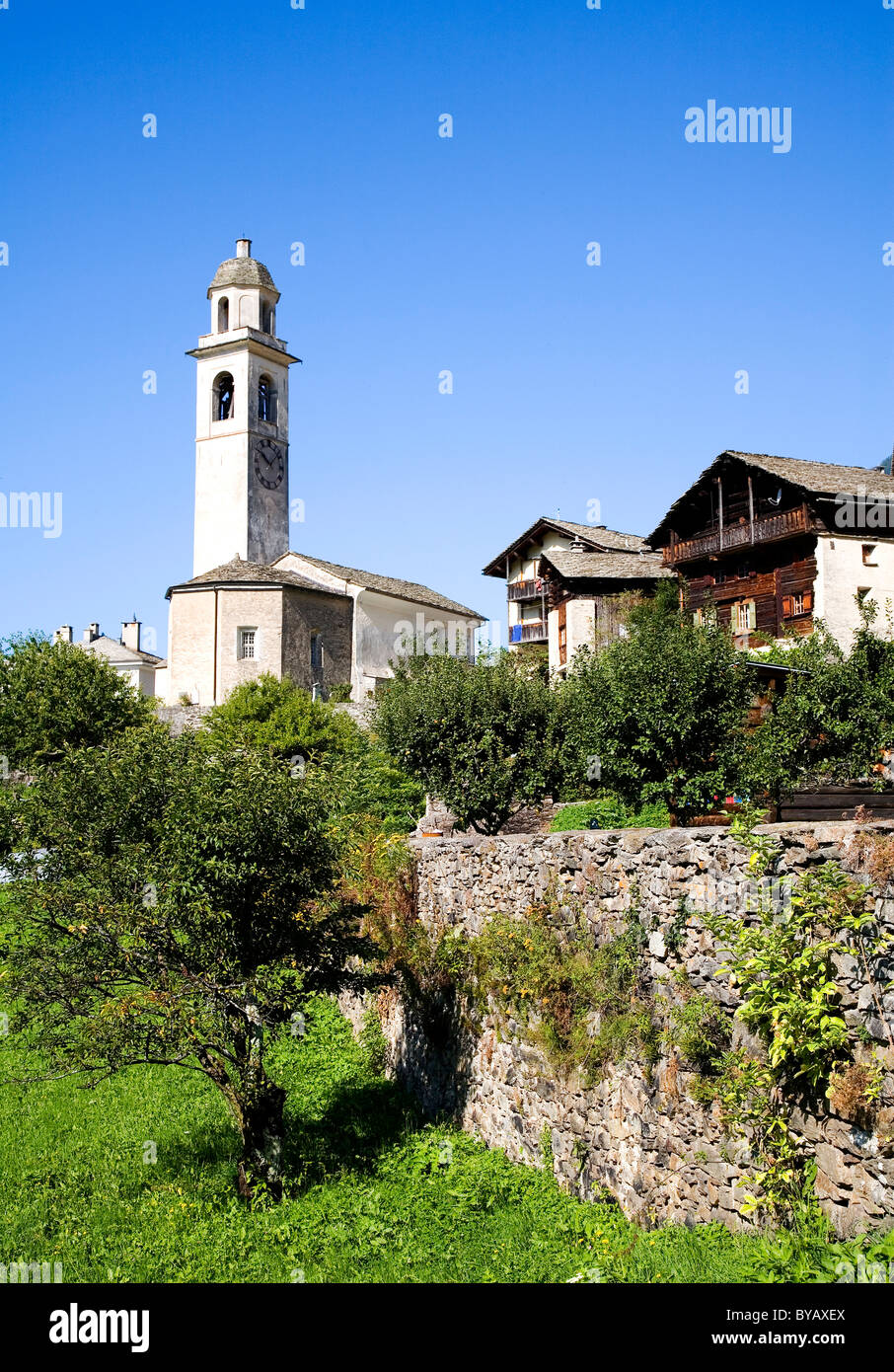 Soglio, Engadiner Tal, Tal Val Bregaglia, Bergell Tal Valley, Schweiz, Europa Stockfoto