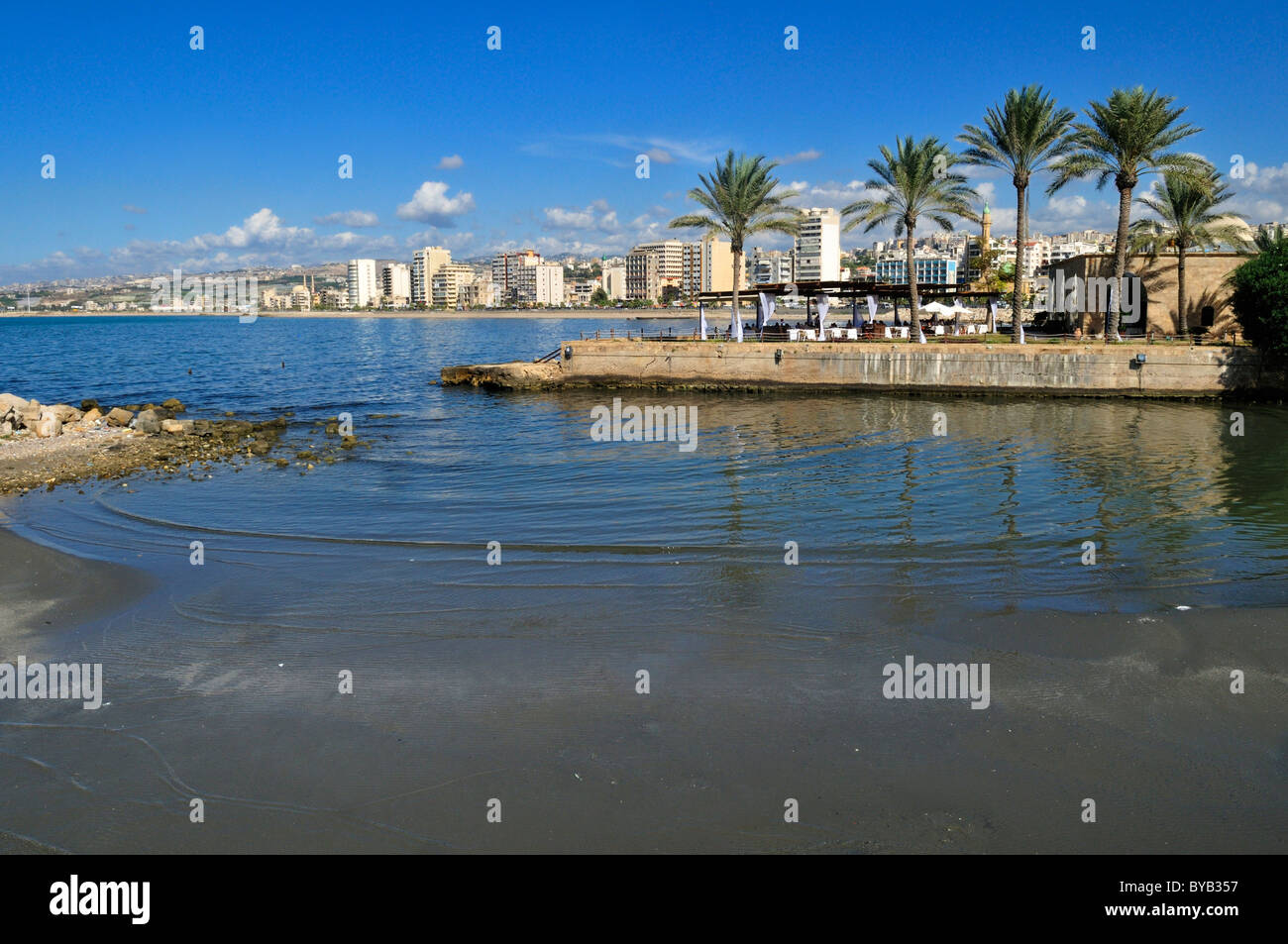 Küste von Sidon, Saida, Libanon, Nahost, Westasien Stockfoto