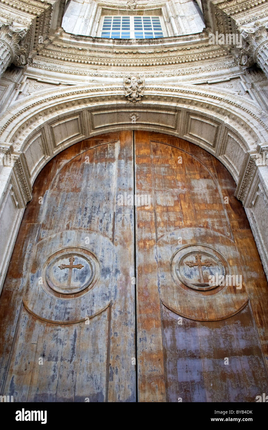 Haupteingang des Cadiz Kathedrale (Catedral Nueva), erbaut 1722-1838, am Plaza Catedral, Cádiz, Andalusien, Spanien Stockfoto