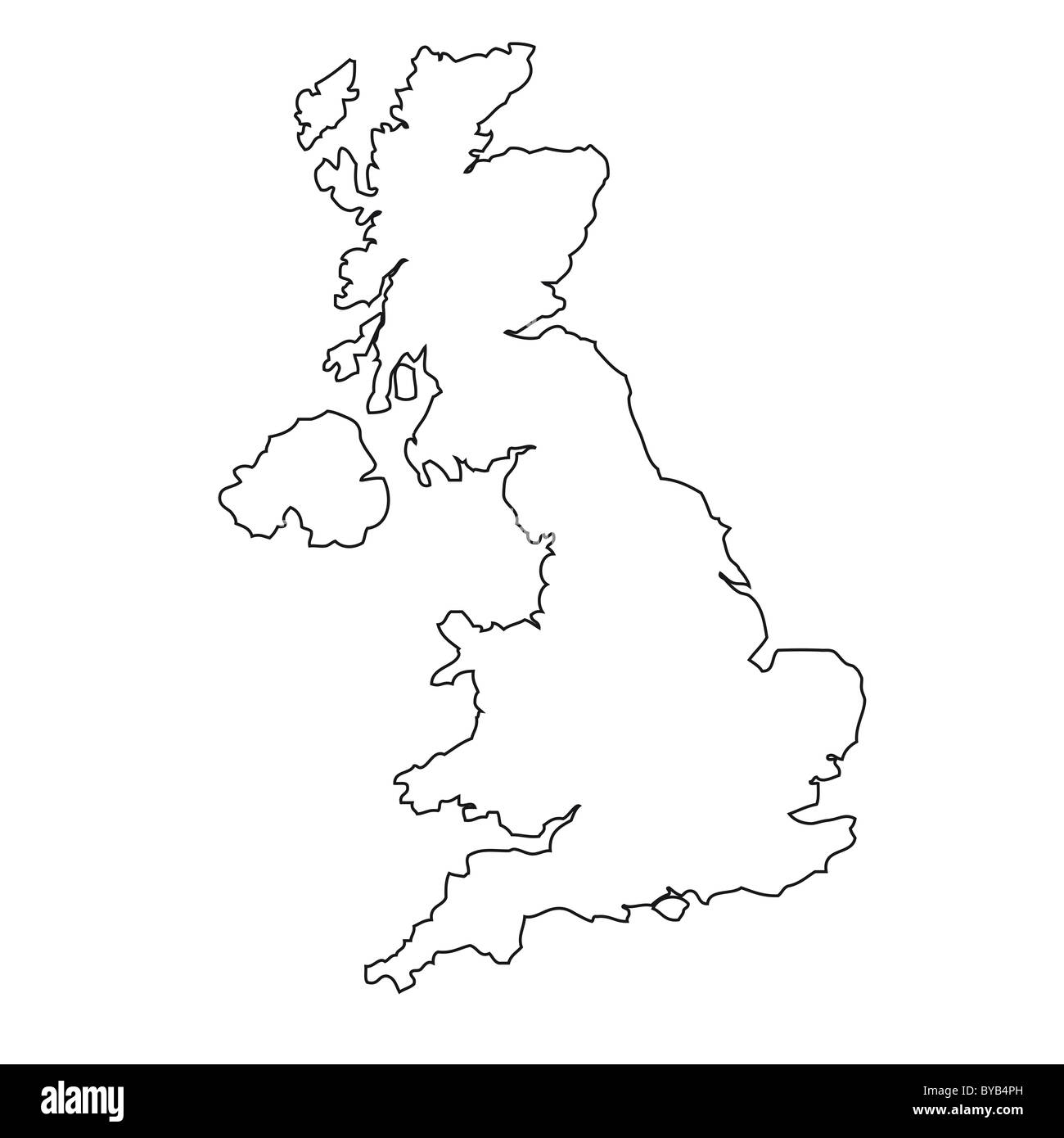 Gliederung, Karte, Vereinigtes Königreich Stockfoto