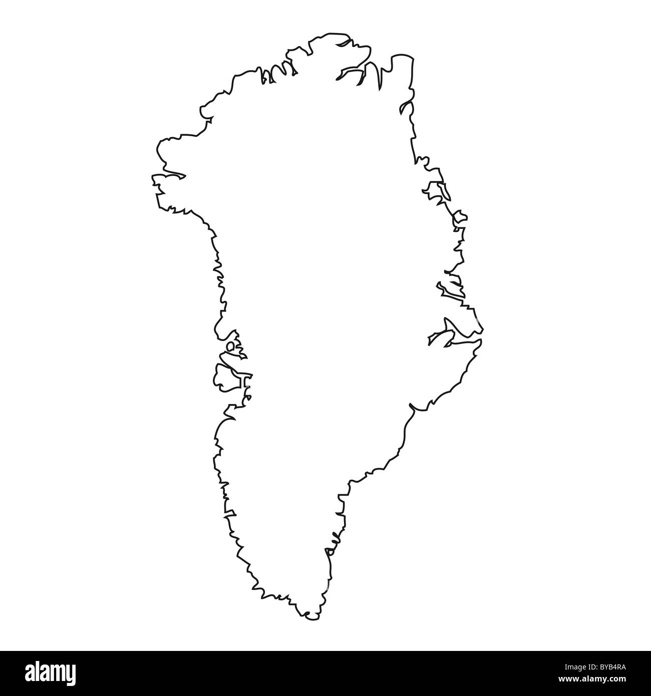 Gliederung, Karte von Grönland Stockfoto