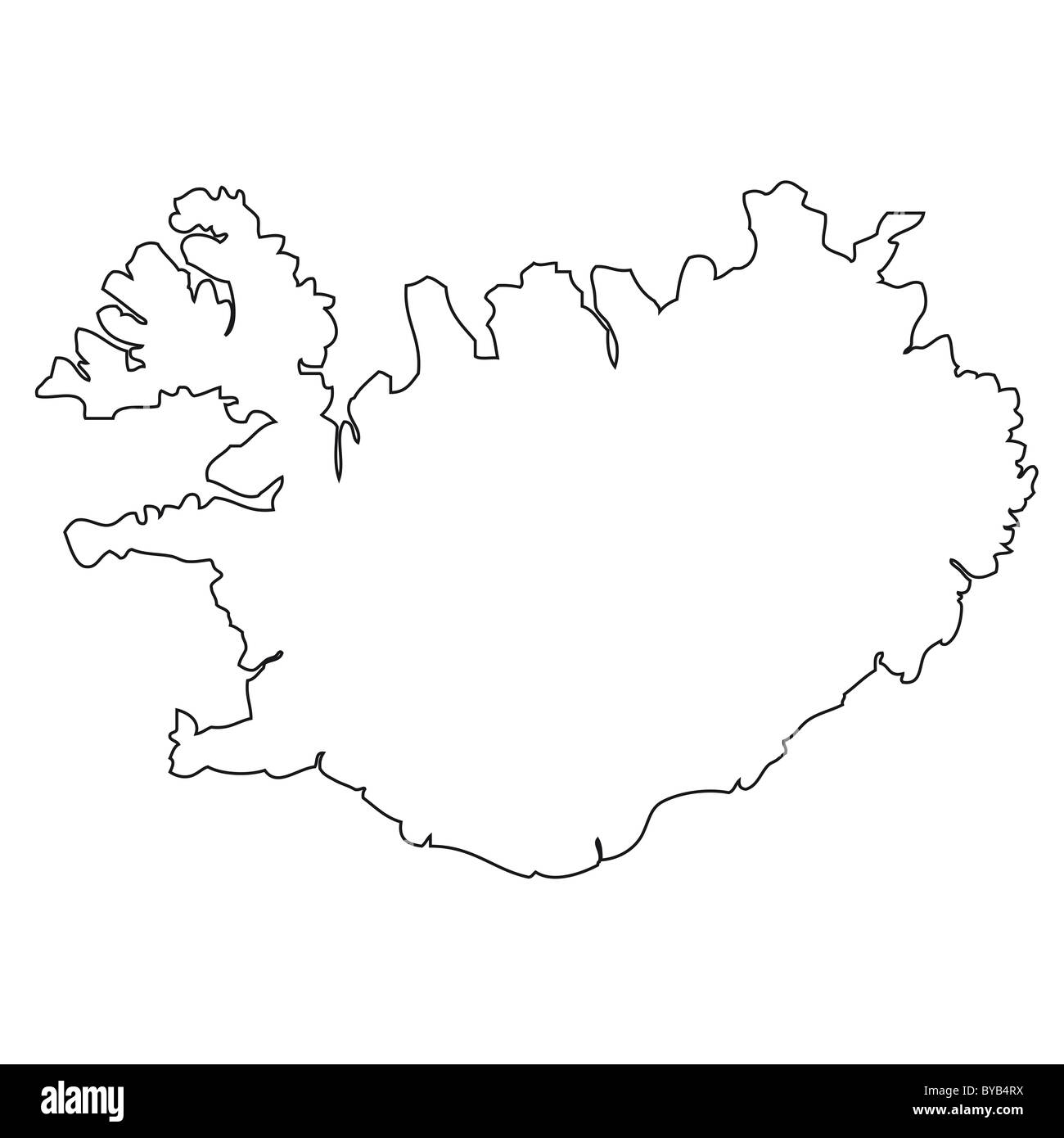 Gliederung, Karte von Island Stockfoto