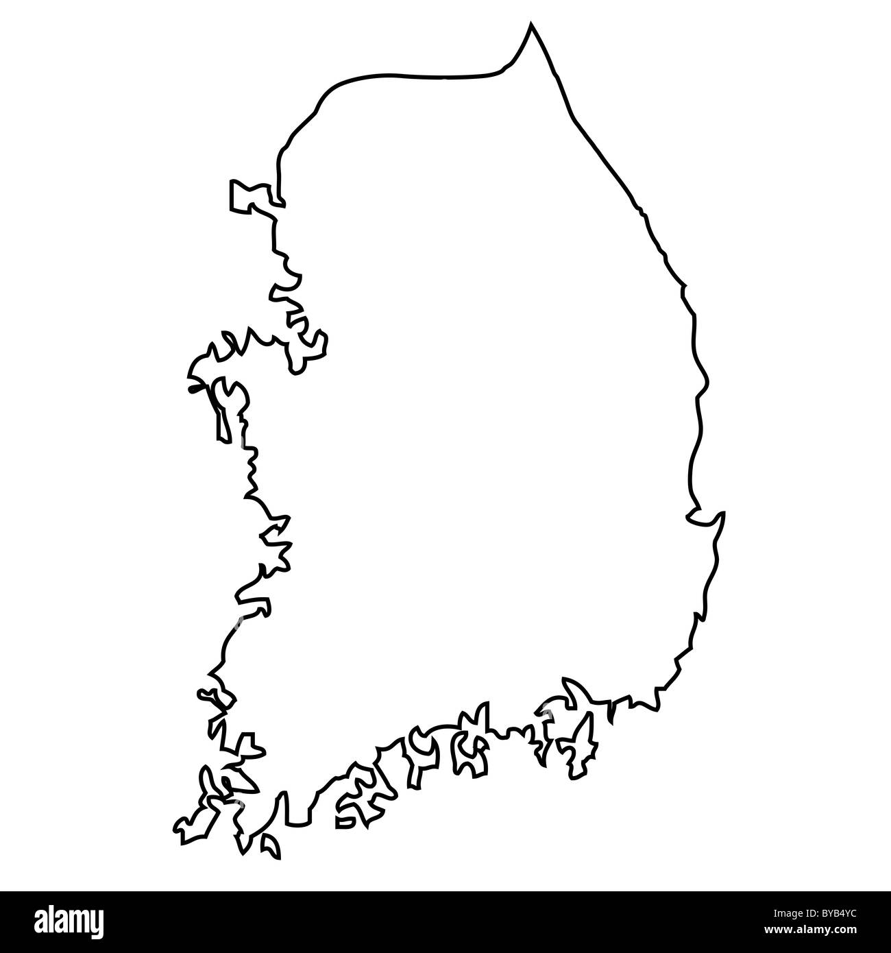 Gliederung, Karte von Südkorea Stockfoto