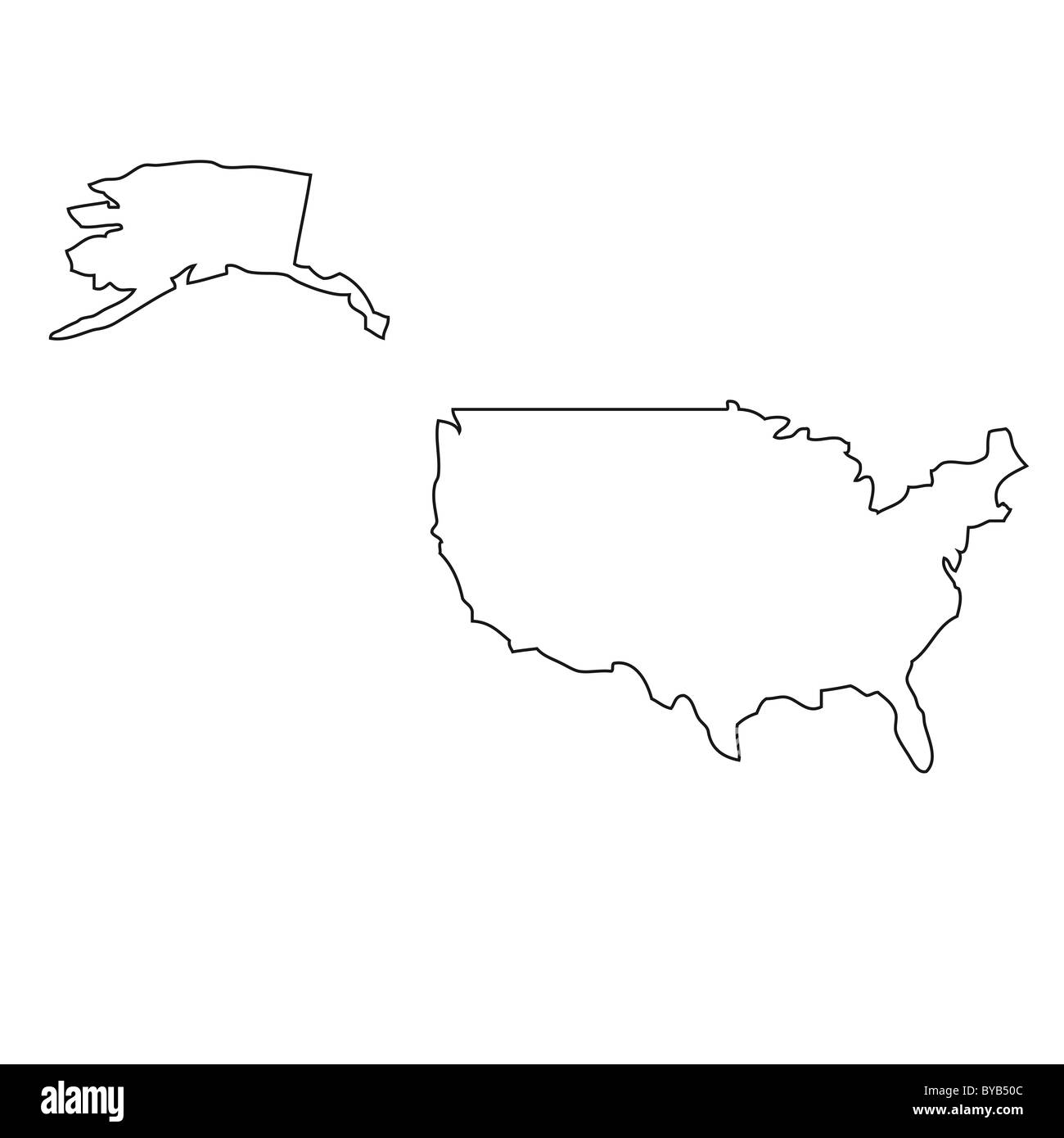 Gliederung, Karte der USA Stockfoto