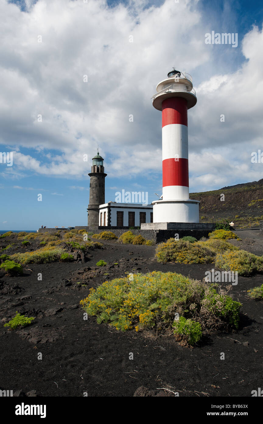 Leuchttürme, Punto de Fuencaliente, La Palma, Kanarische Inseln, Spanien Stockfoto