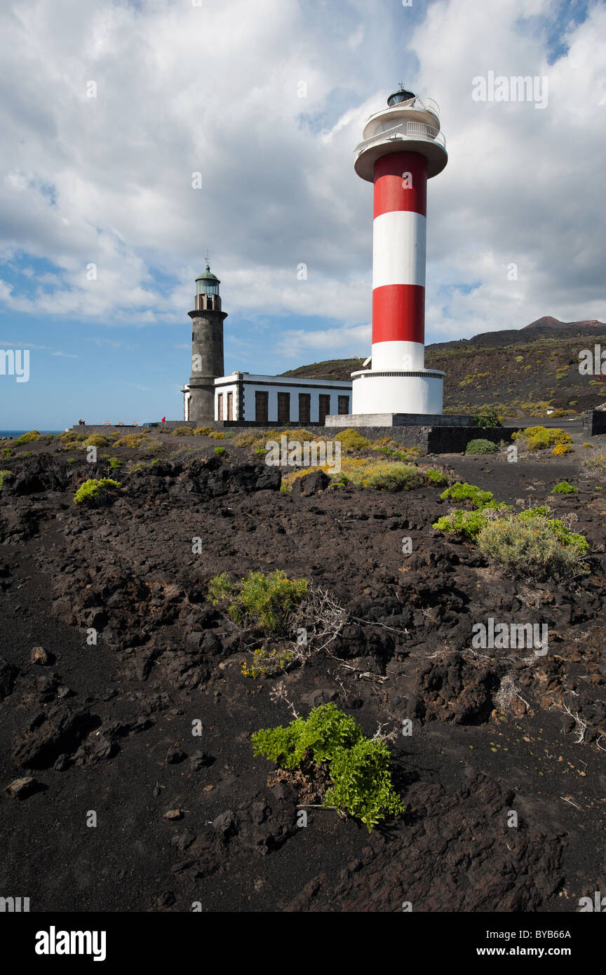 Leuchttürme, Punto de Fuencaliente, La Palma, Kanarische Inseln, Spanien Stockfoto