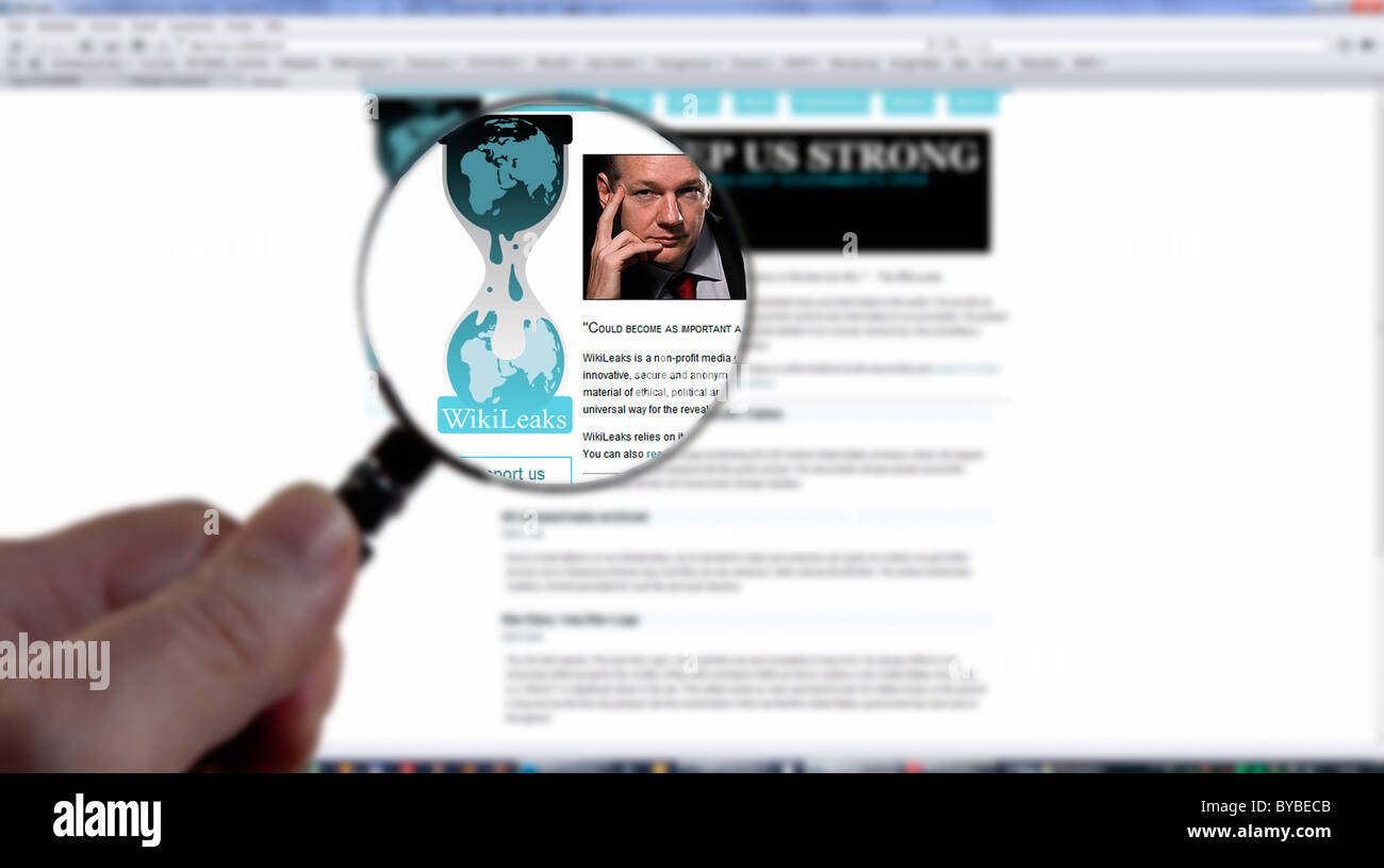 Suche nach Dokumenten oder Kabel auf Wikileaks Stockfoto