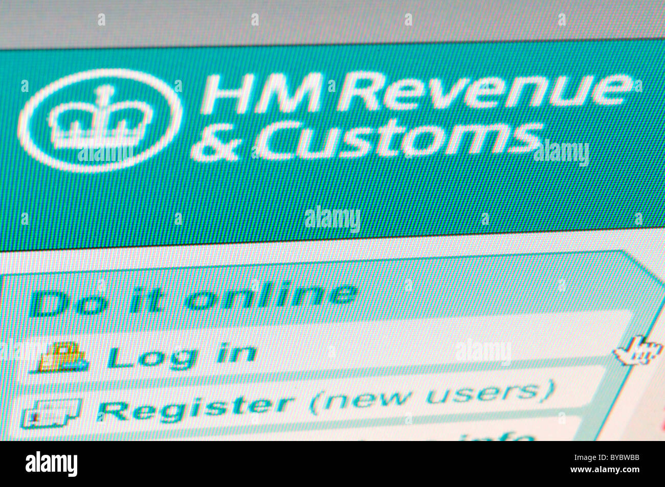 Webseite HM Revenue and Customs Stockfoto